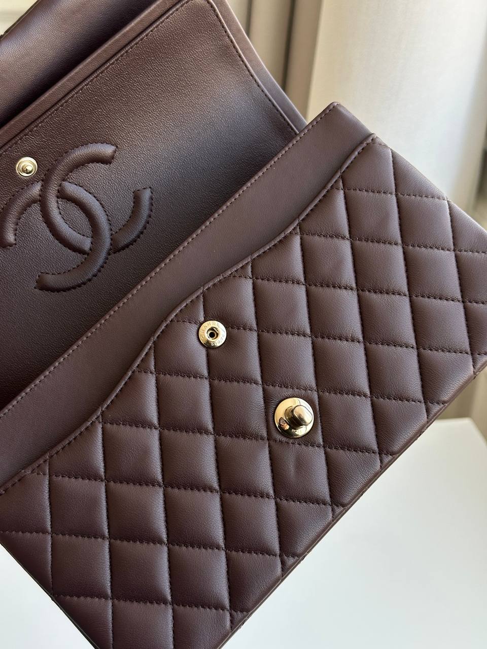 Chanel Classic Flap (CF) in Dark Brown Lambskin