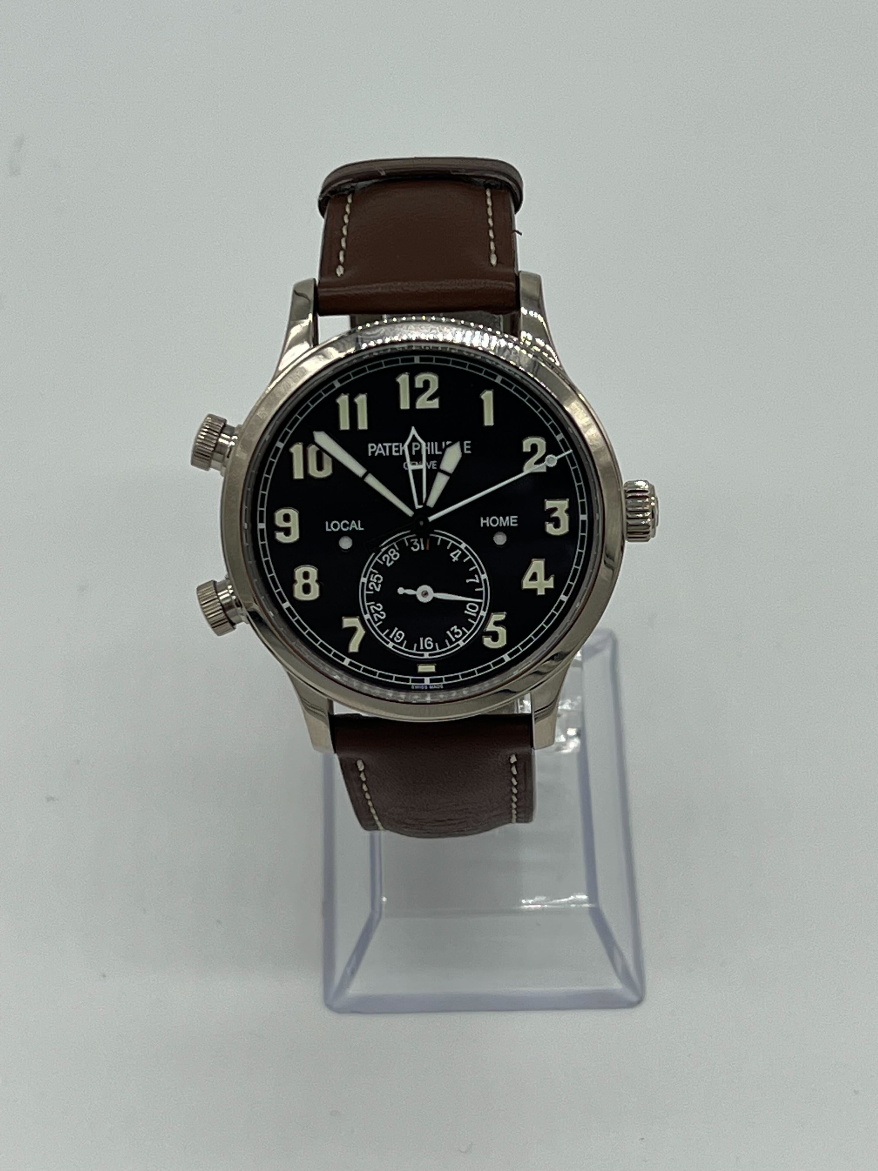 Patek Philippe Calatrava Pilot Travel Time White Gold 5524G-001【1:1 Replica】