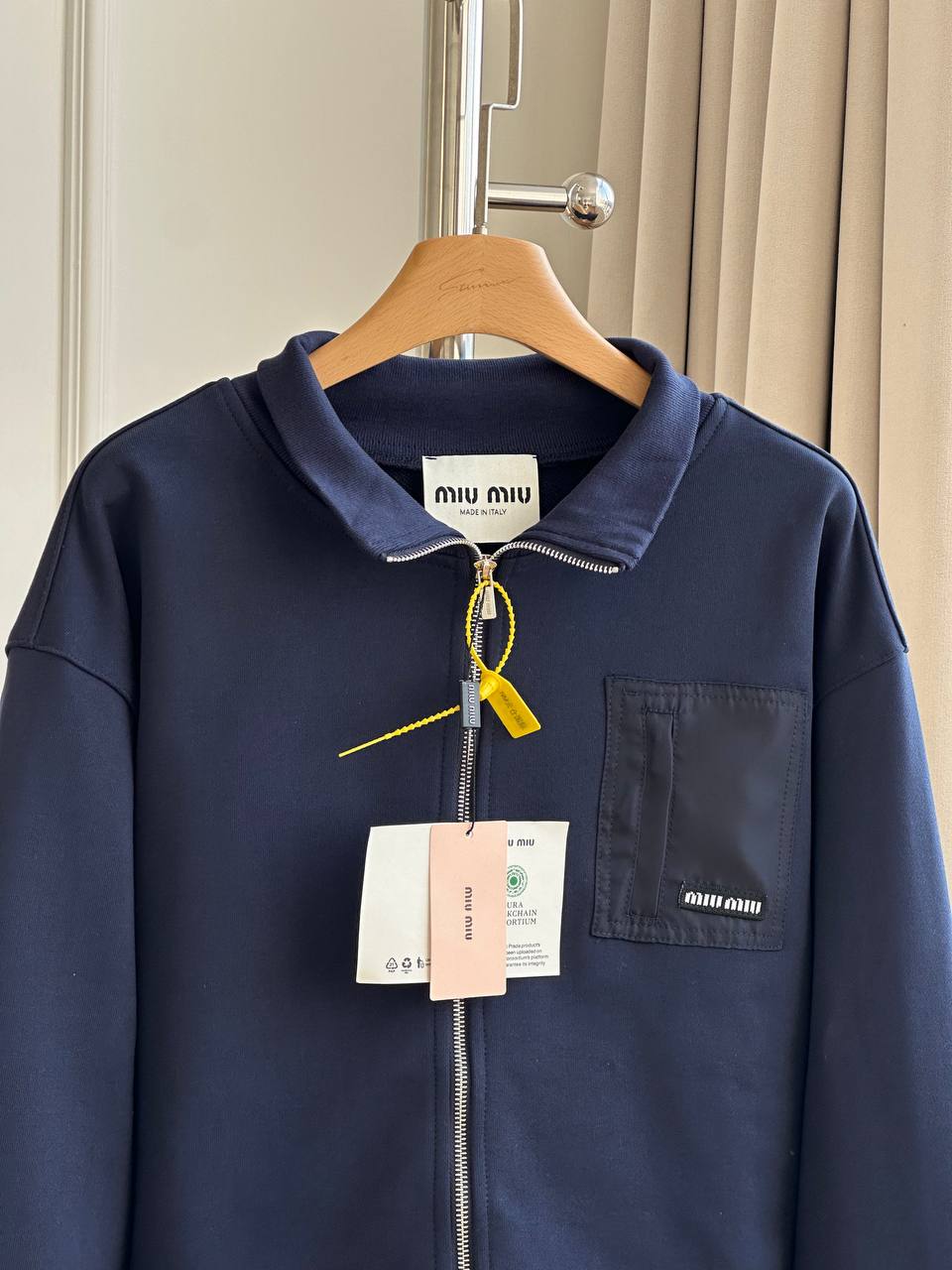 Miu Miu Cropped Drawstring Zip-Up Jacket