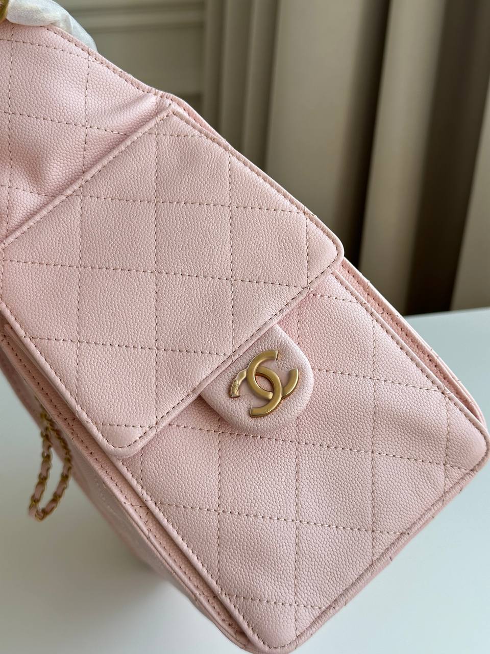 Chanel 25 Quilted Caviar Leather Bucket Tote Bag