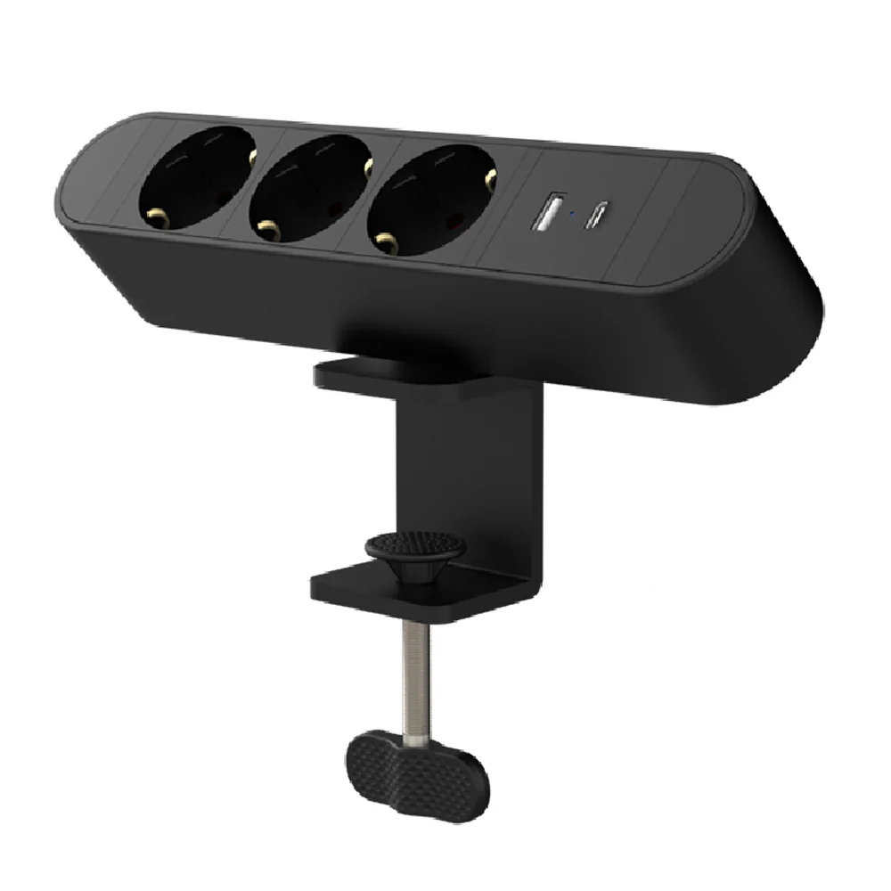 Bloc multiprise à pince pour bureau avec 2 ports USB