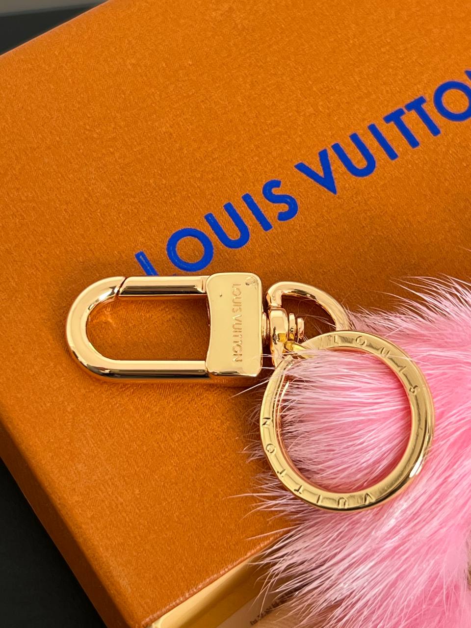 Louis Vuitton Pink Fur Cartoon-face Keychain Bag Charm