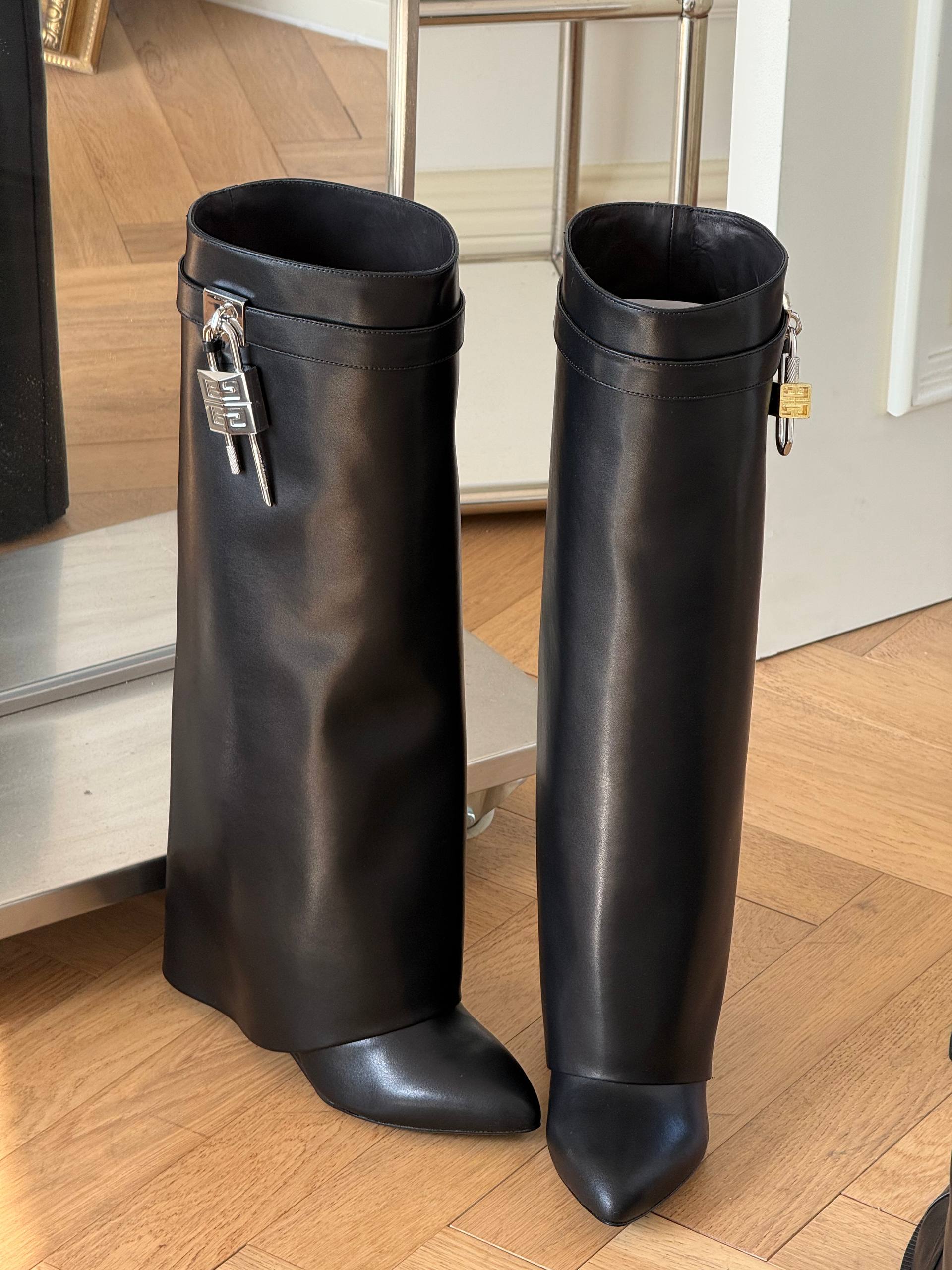 Givenchy Shark Lock Smooth Calfskin Wedge Boots
