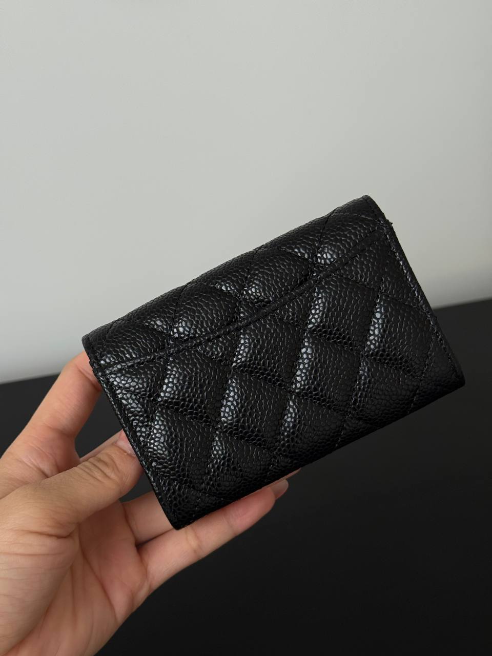 CHANEL Classic Flap Caviar Leather Compact Wallet