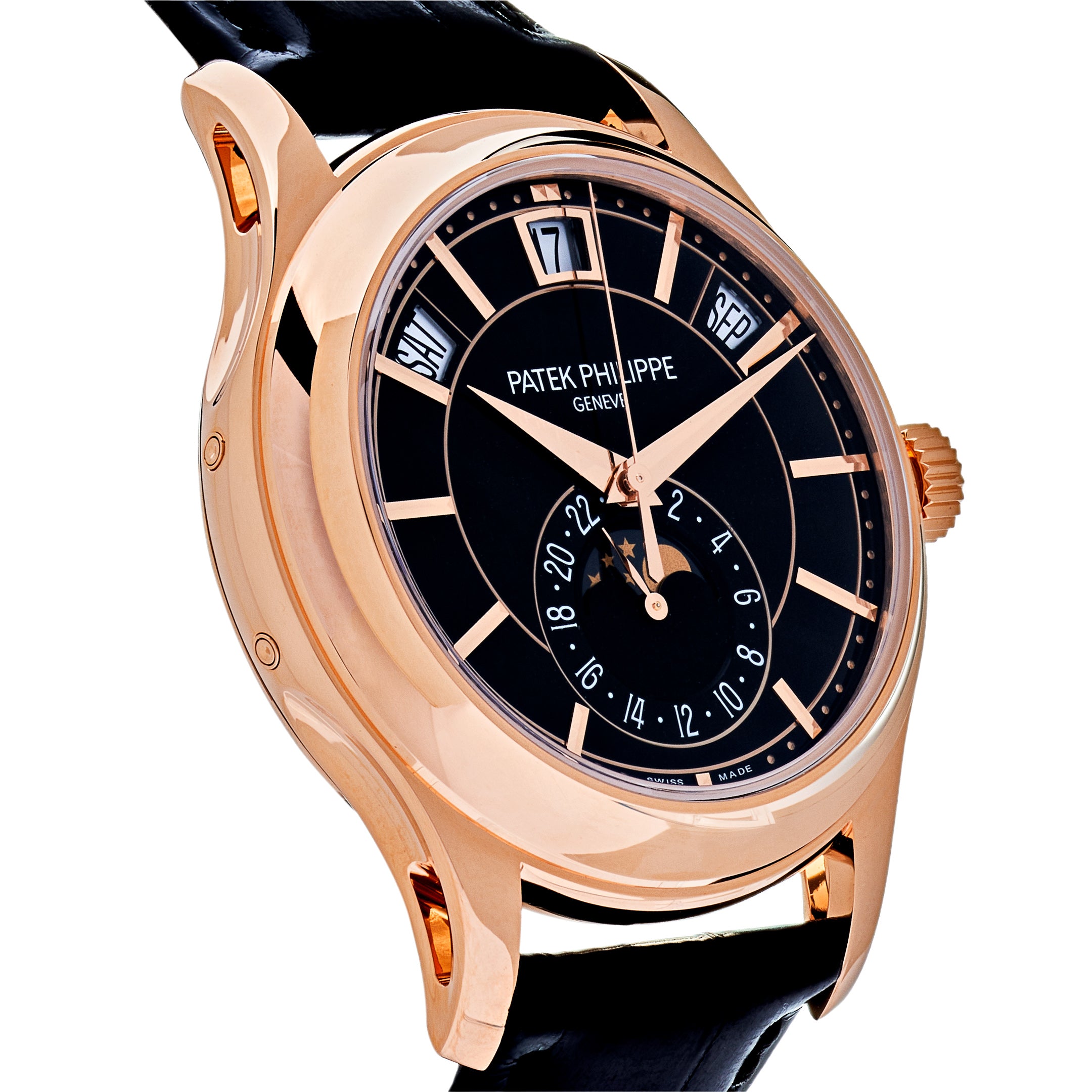 Patek Philippe Annual Calendar Complications Rose Gold Black Dial 5205R-010【1:1 Replica】