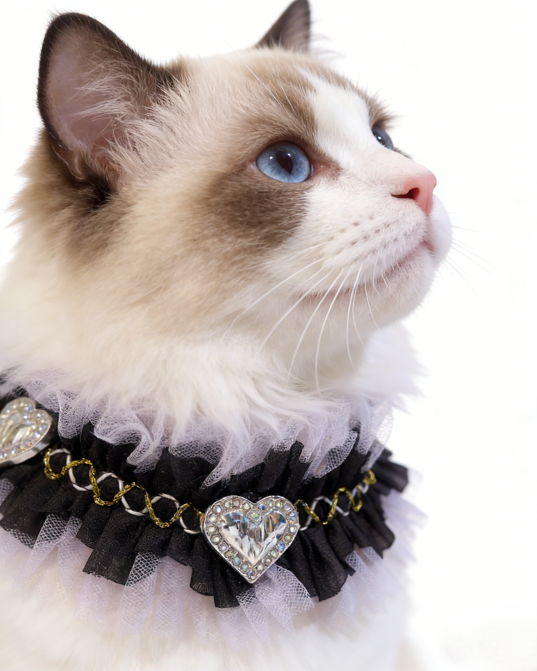 Viral Goth Pet Choker Alt Aesthetic Bling Heart Tulle Cat Dog Collar - MAISONKAIRON
