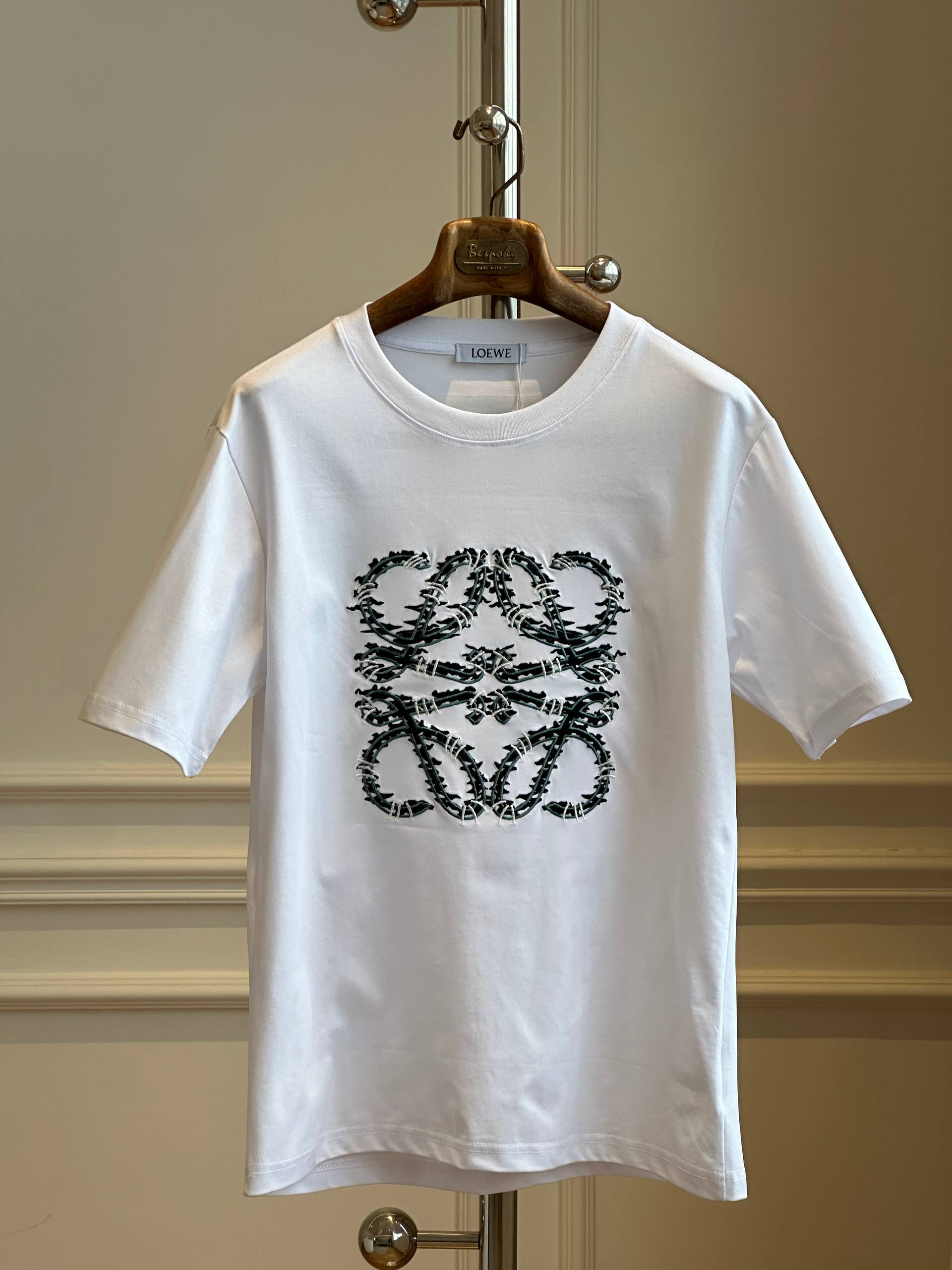 LOEWE Cotton T-Shirt with Barbed Wire Anagram Print