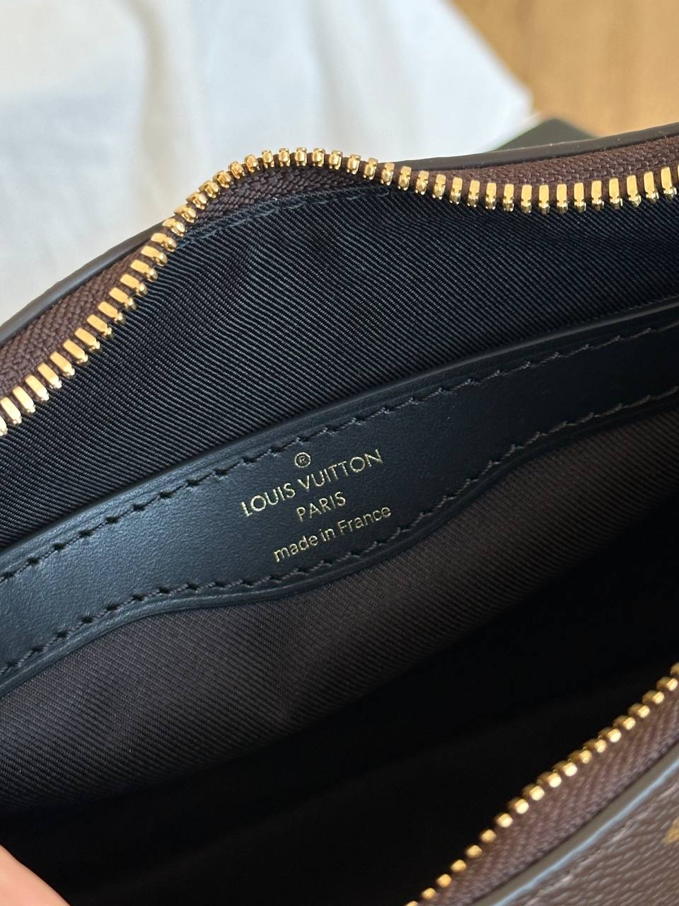 Louis Vuitton Monogram Canvas & Black Leather Double Zipper Hobo Crossbody Bag