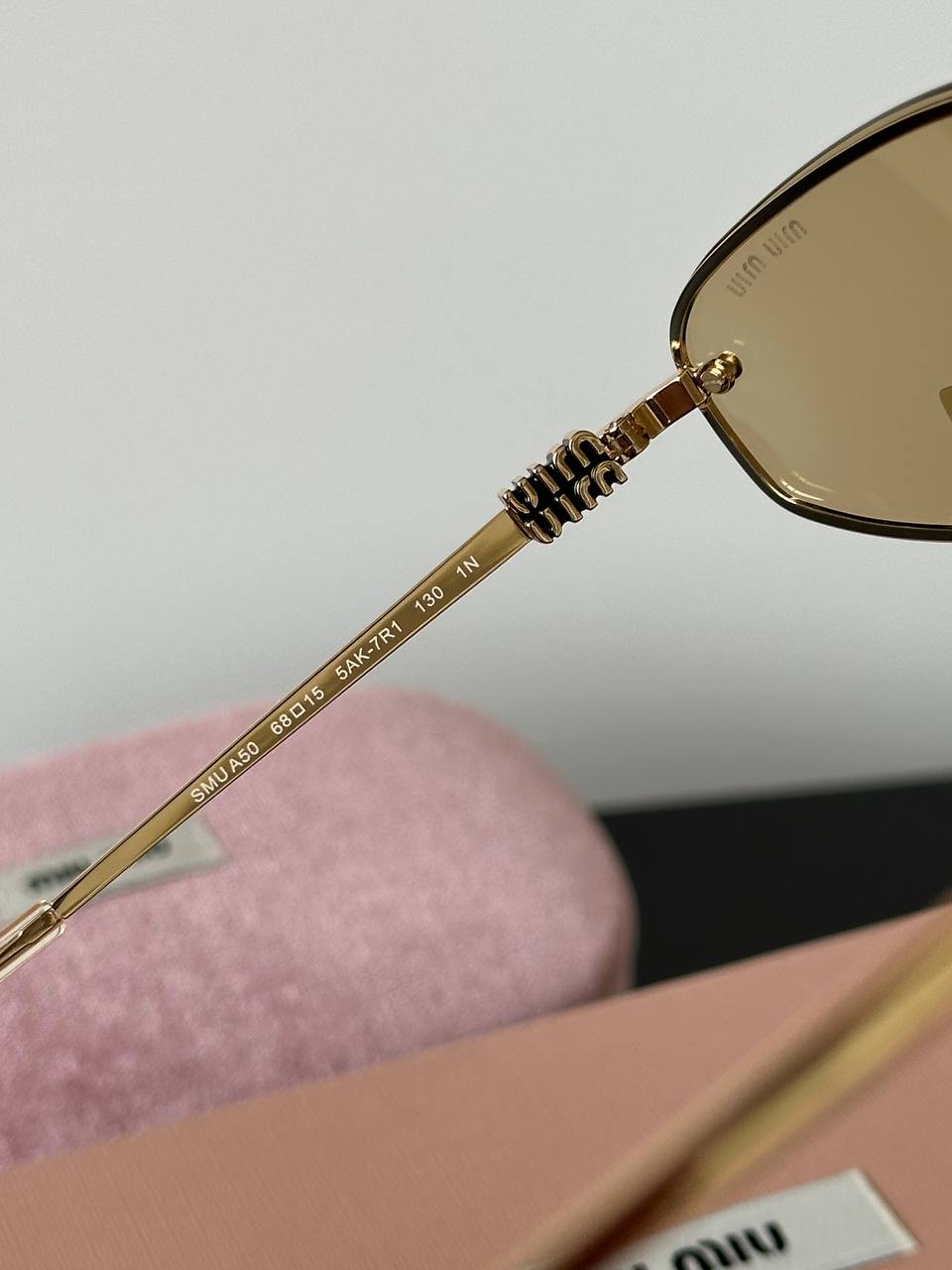 Miu Miu SMU A50 Rectangular Metal Sunglasses