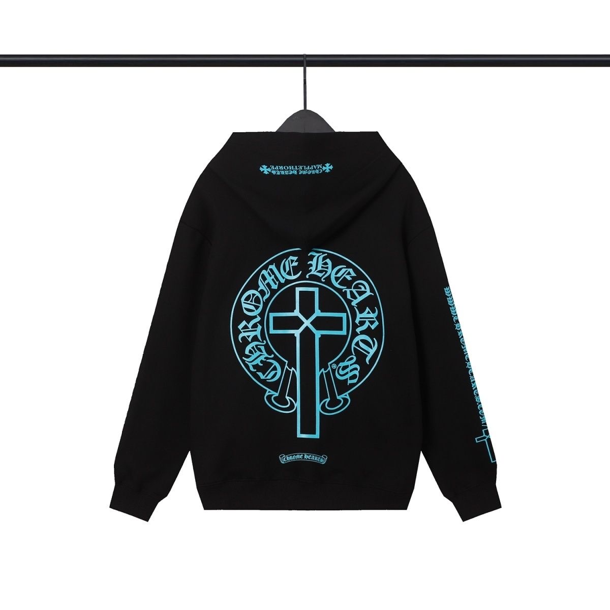 CH Back Blue Cross Logo Hoodie Black Color