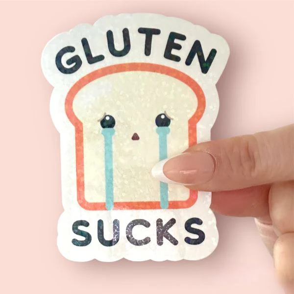 Gluten Sucks Sad Toast Sticker