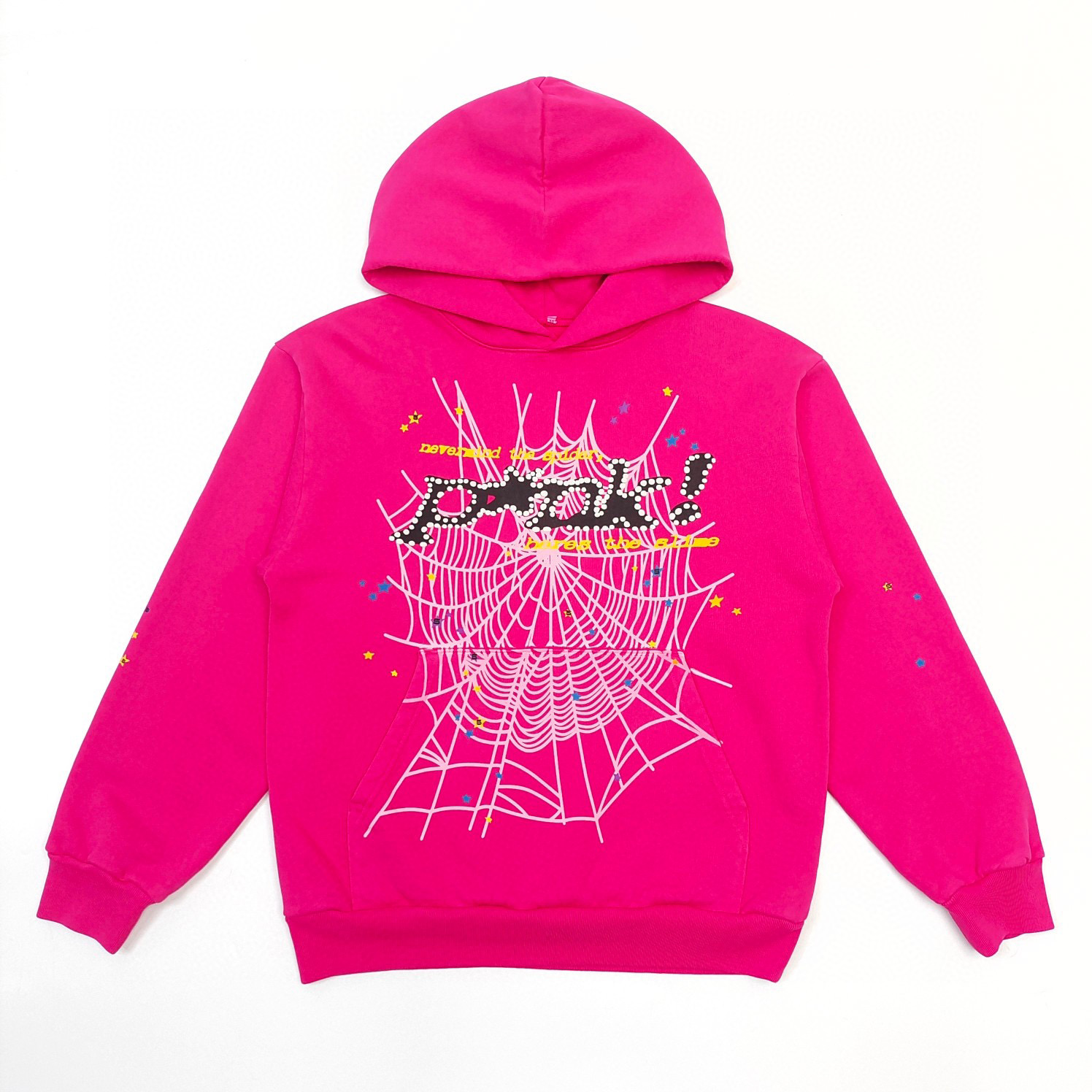 1:1 Best Quality Sp5der Pink Letters Hoodie Pink