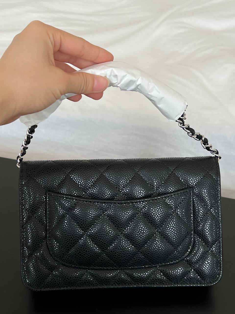CHANEL Classic Quilted Caviar Leather Wallet On Chain (WOC)