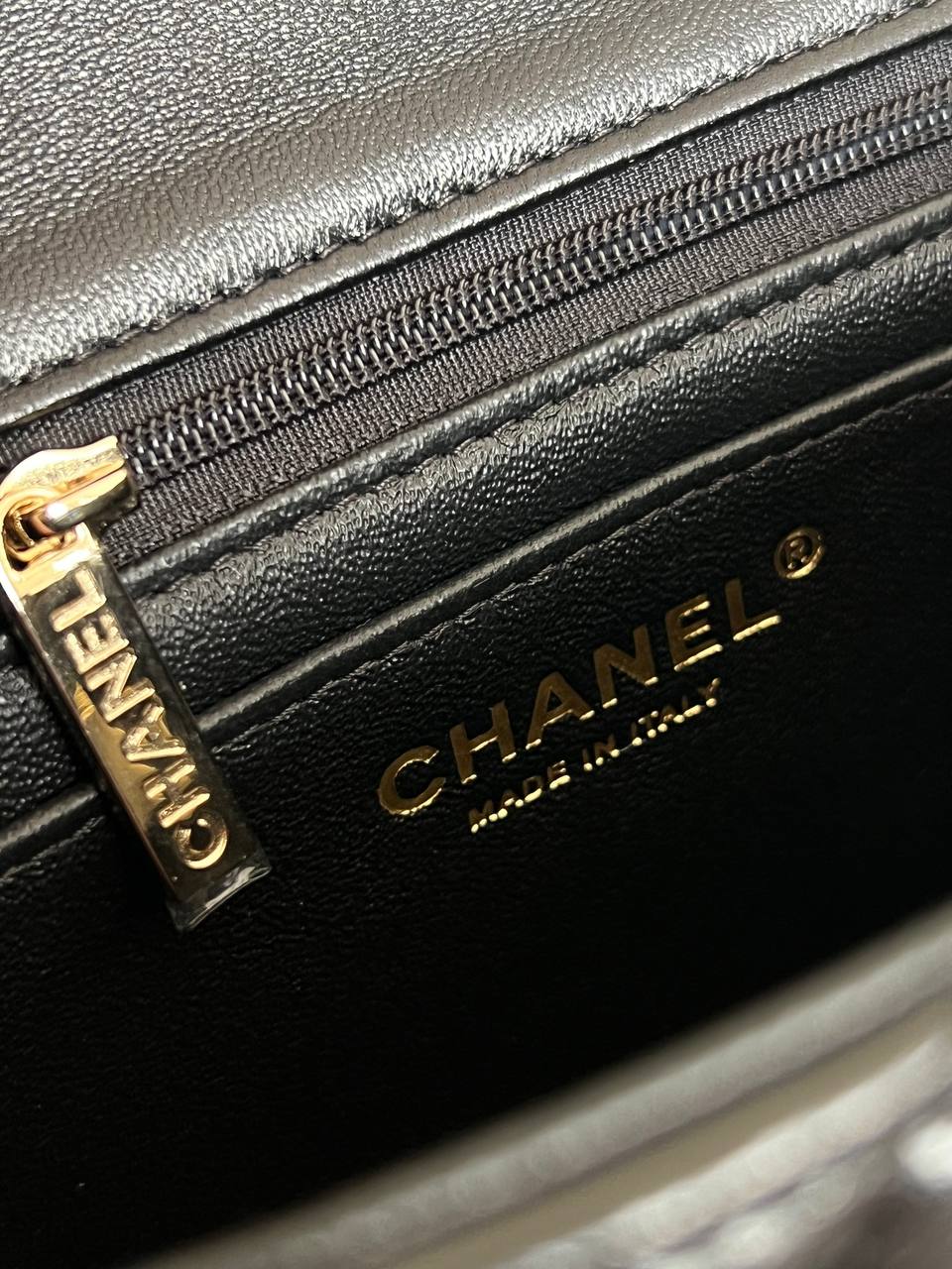 Chanel Black Lambskin Mini Classic Flap With Top Handle