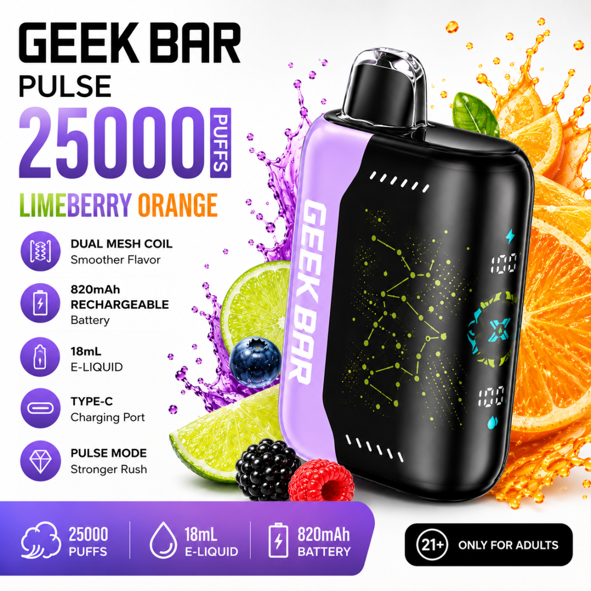 🔥GEEK BAR Disposable e-cigarettes - 25000 puffs👉Delivered Within 1–3 Business Days！