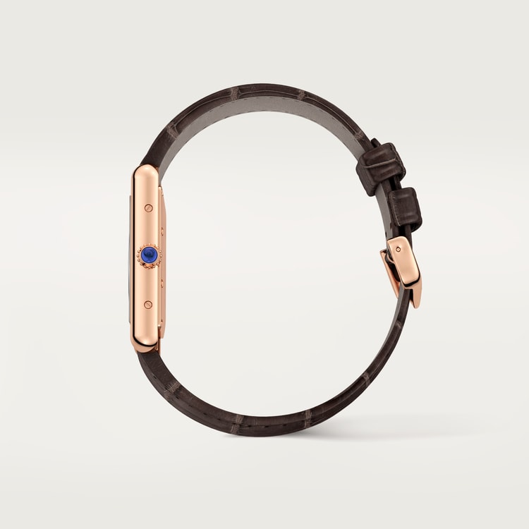 TANK LOUIS CARTIER WATCH Large model, hand-wound mechanical movement, rose gold, leather【1:1 Replica】