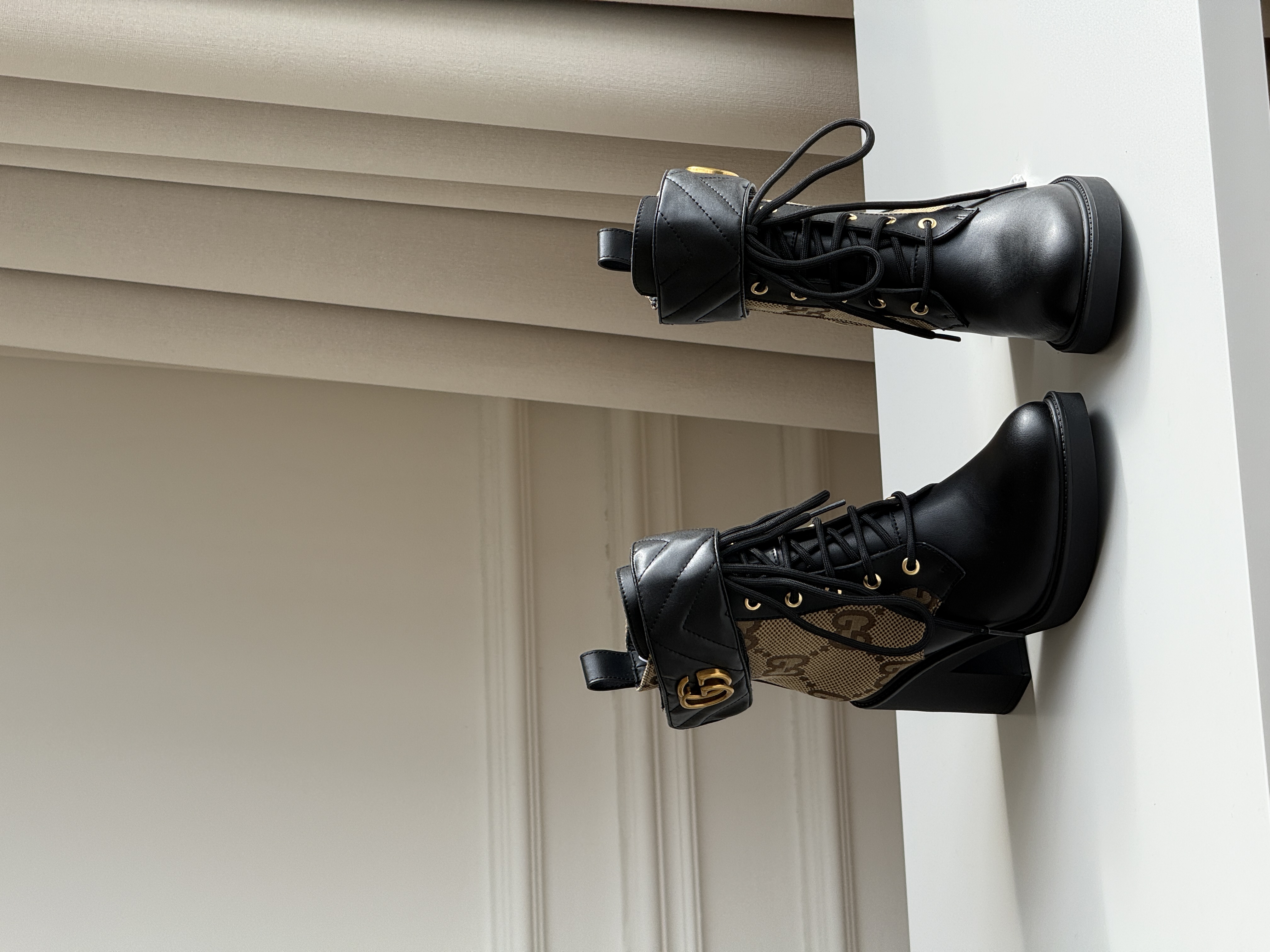 Gucci GG Monogram Lace-up Ankle Boots with Block Heel
