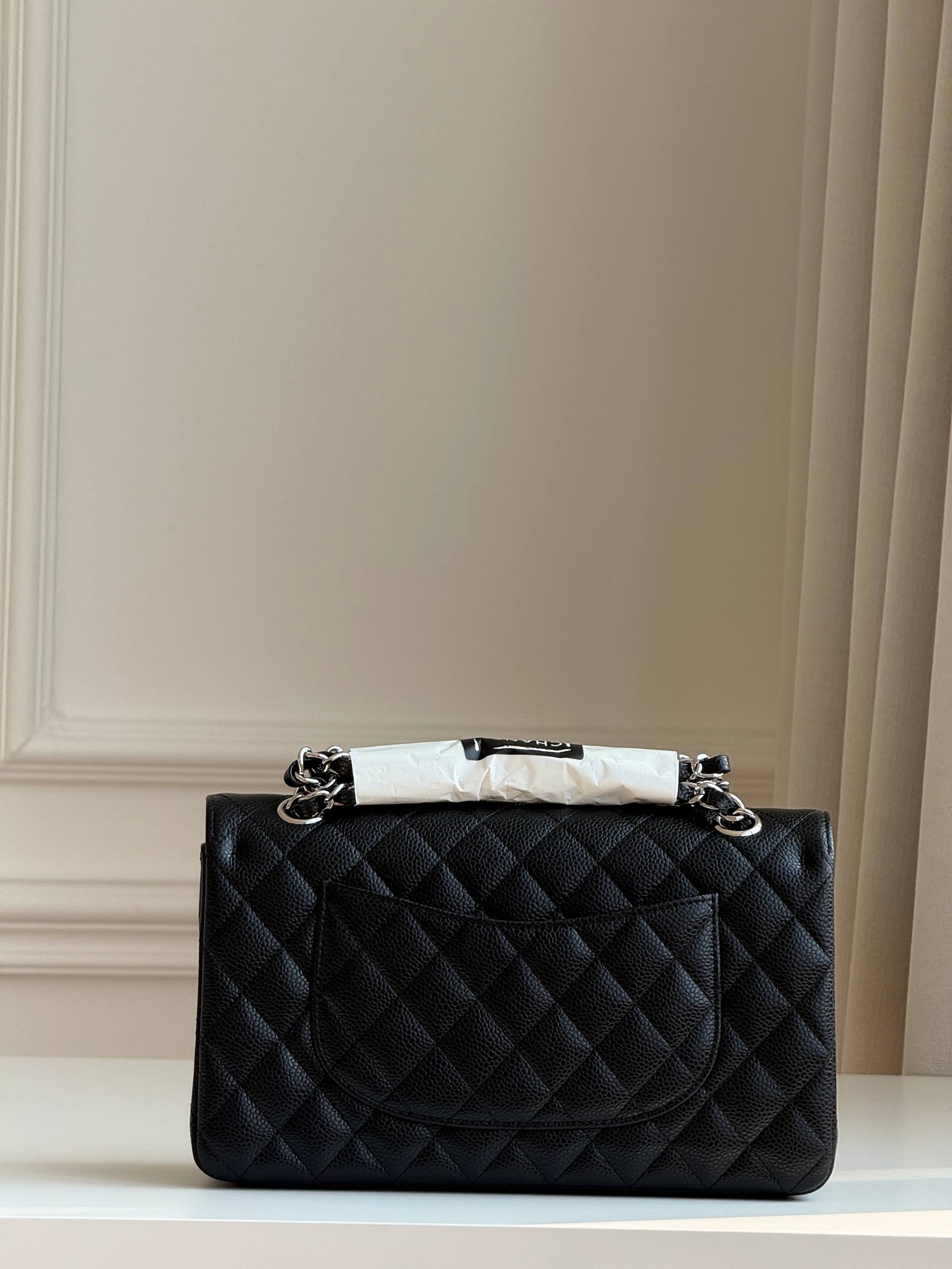 CHANEL Classic Medium Flap Bag in Caviar Leather with Silver Hardware