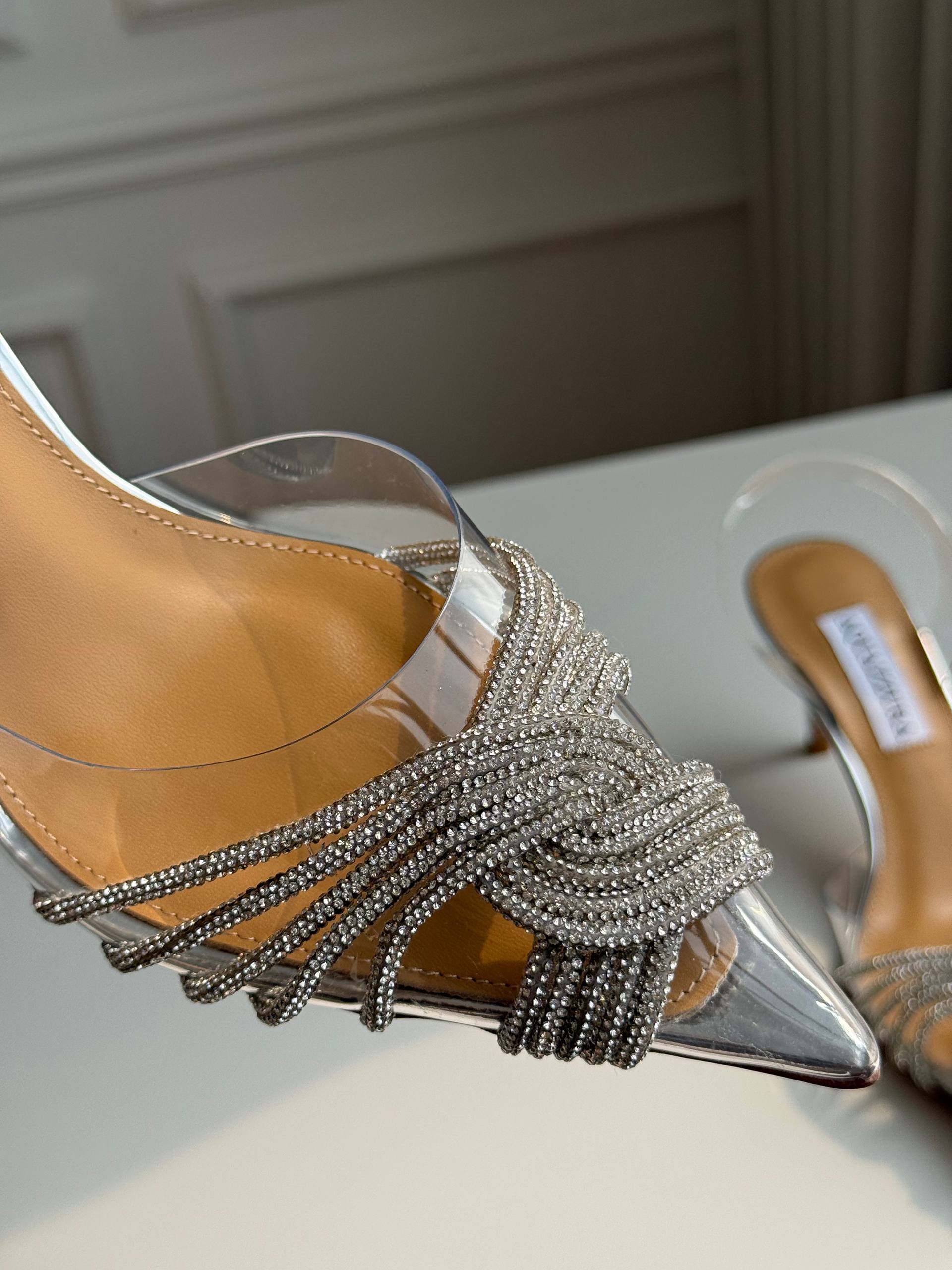 Aquazzura Seduction Crystal-Embellished PVC Slingback Pumps