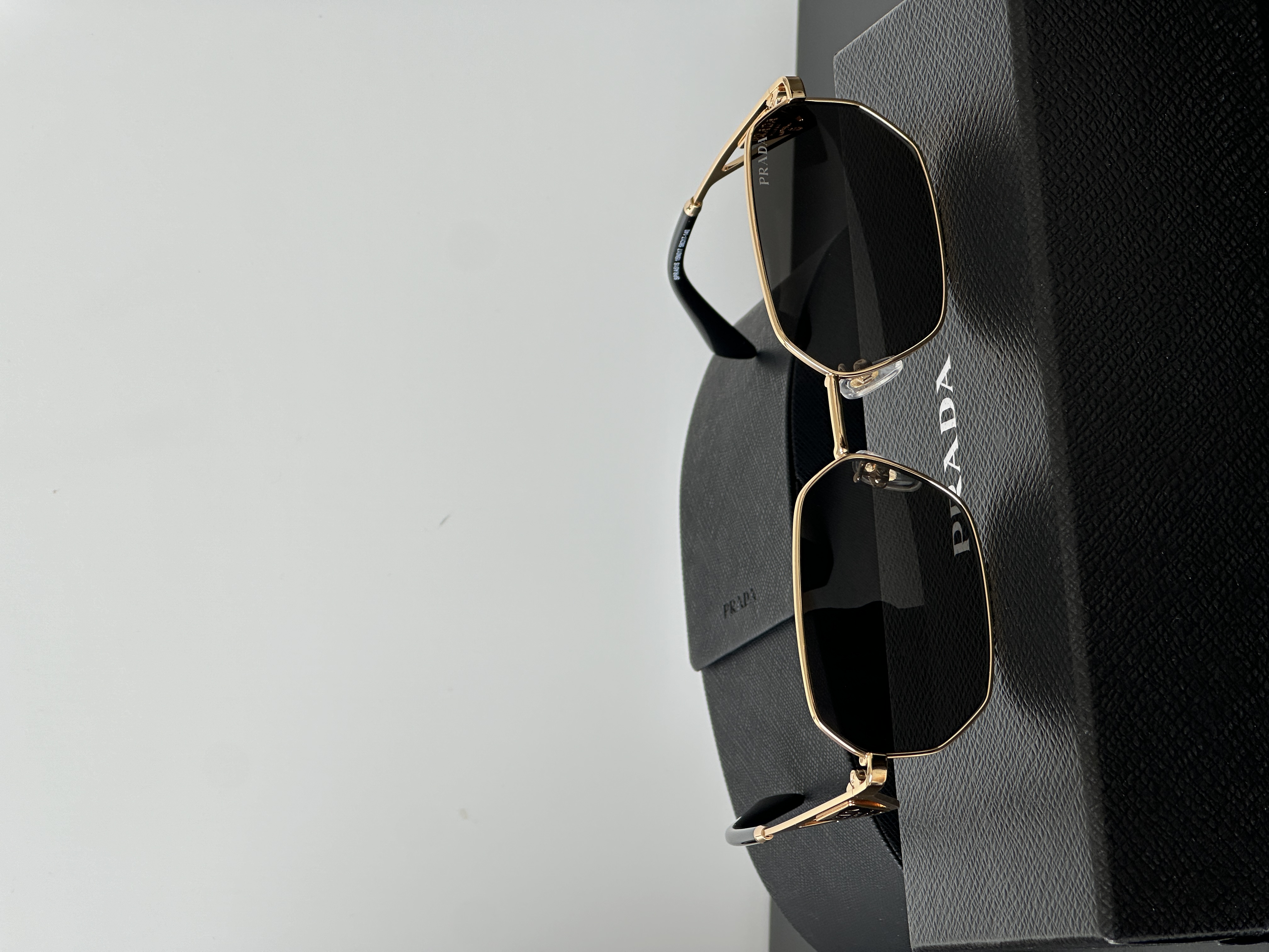 Prada Gold Polygonal Metal Frame Sunglasses