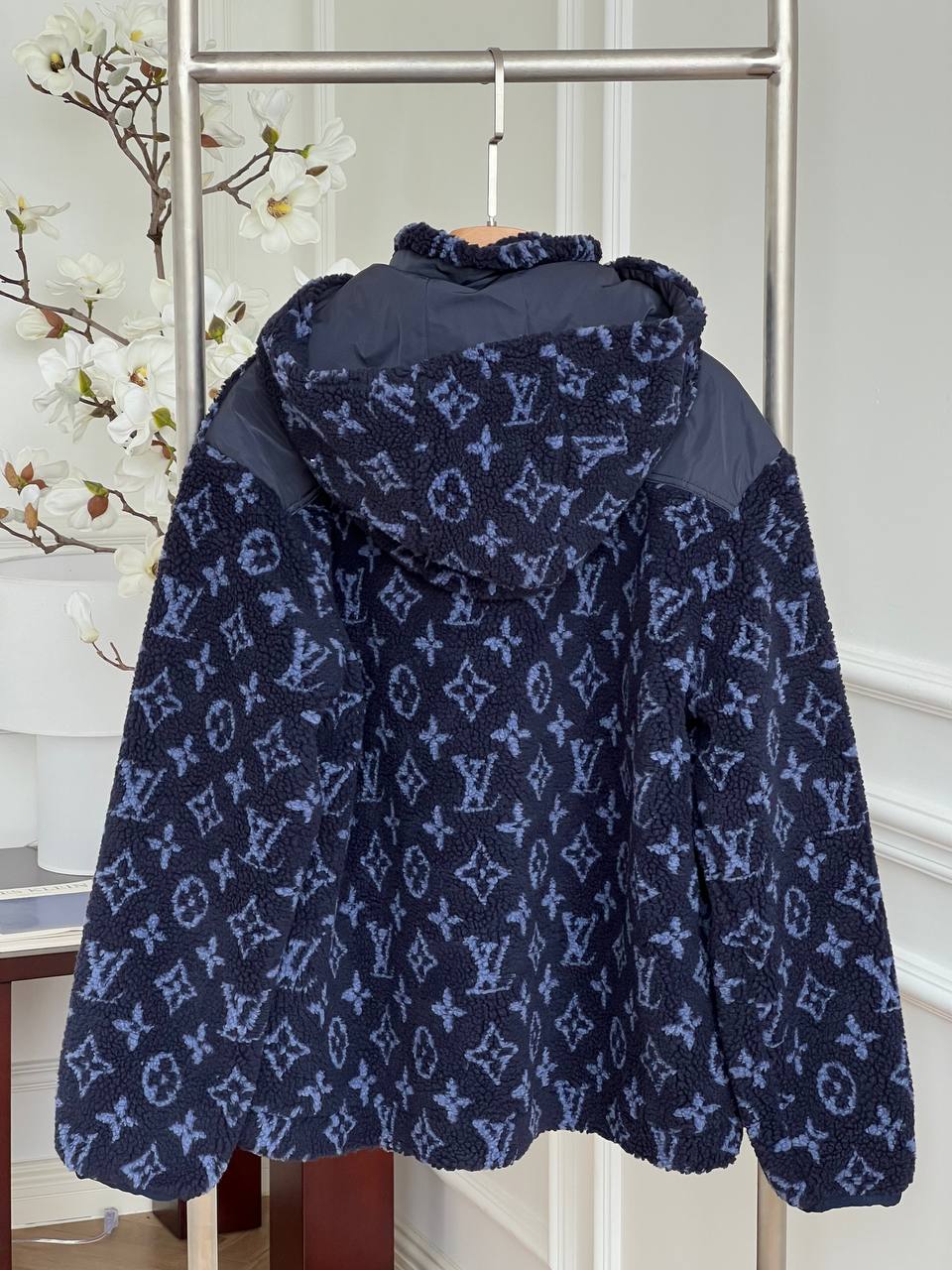 Louis Vuitton Navy Monogram Printed Fleece Hooded Jacket