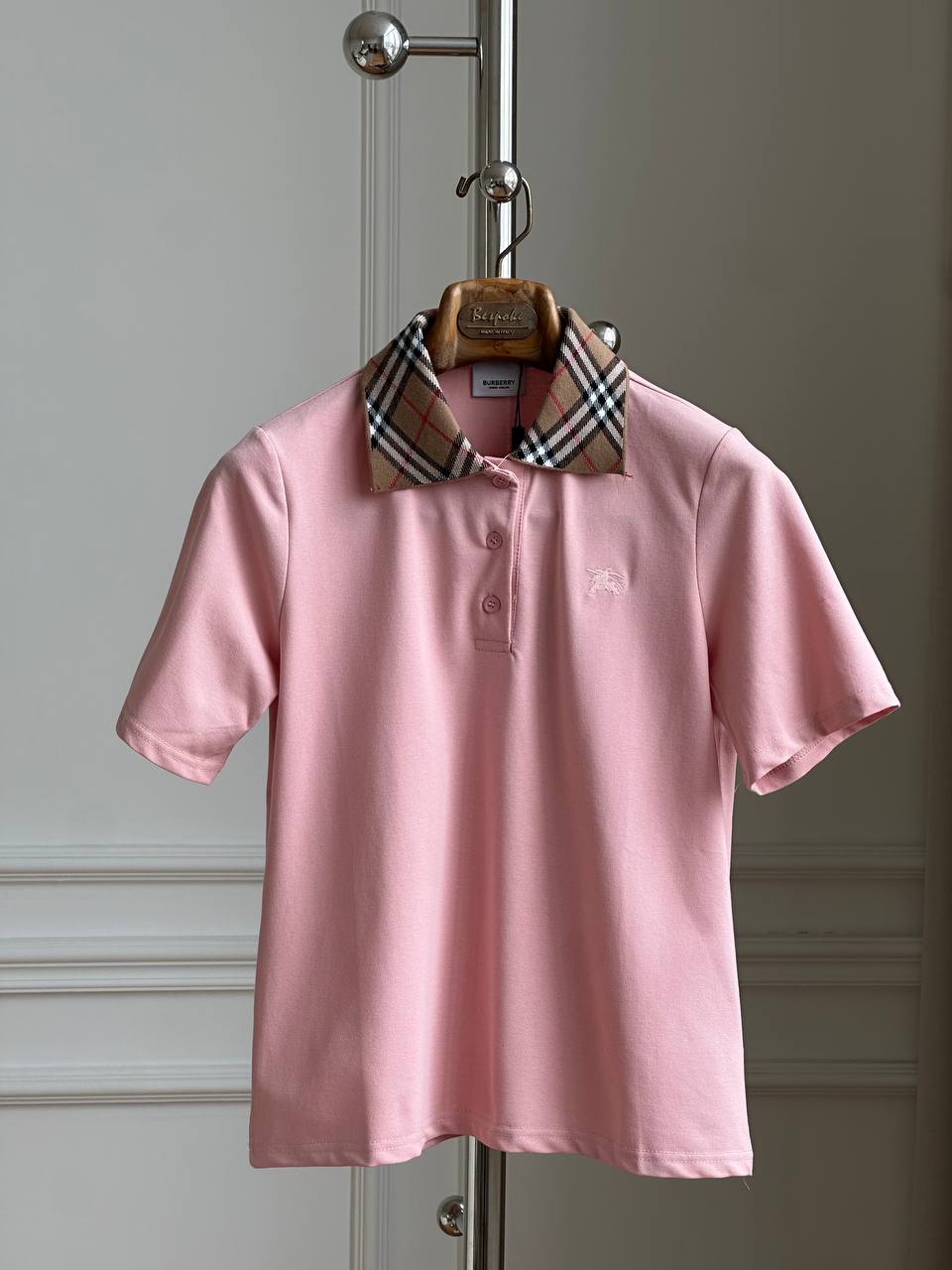 Burberry Check Collar Cotton Piqué Polo Shirt
