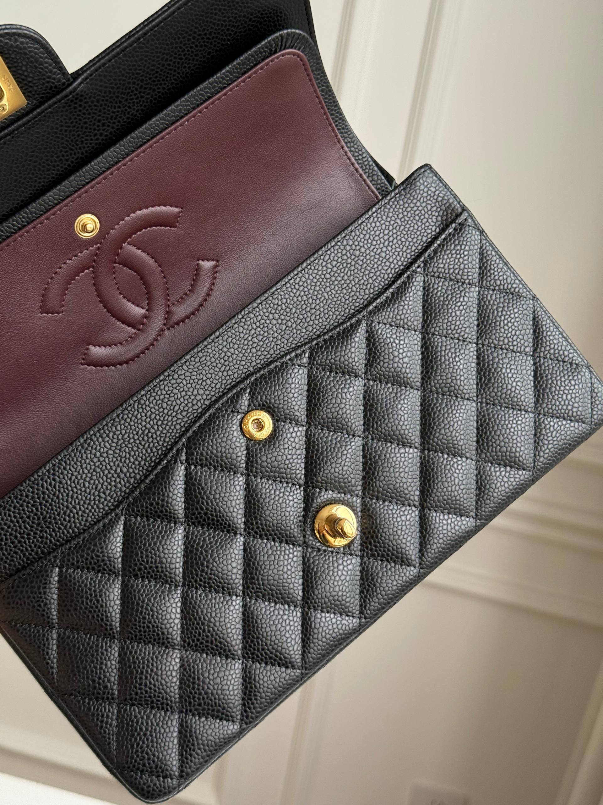 Chanel Medium Classic Flap Black Caviar Leather Gold Hardware Bag