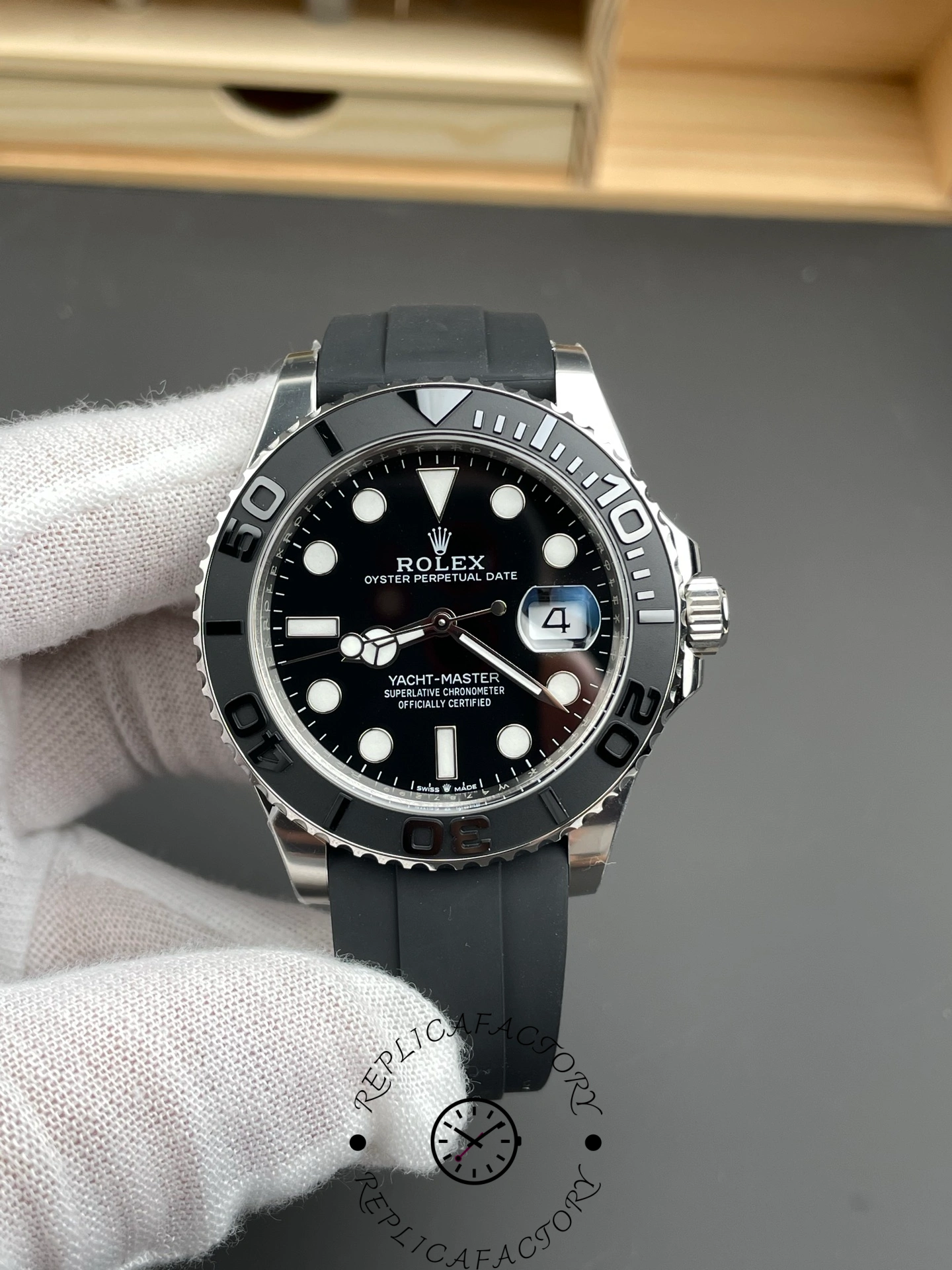 Rolex Yacht-Master 226659 White Gold Black Dial 42mm Mens Replica Watch