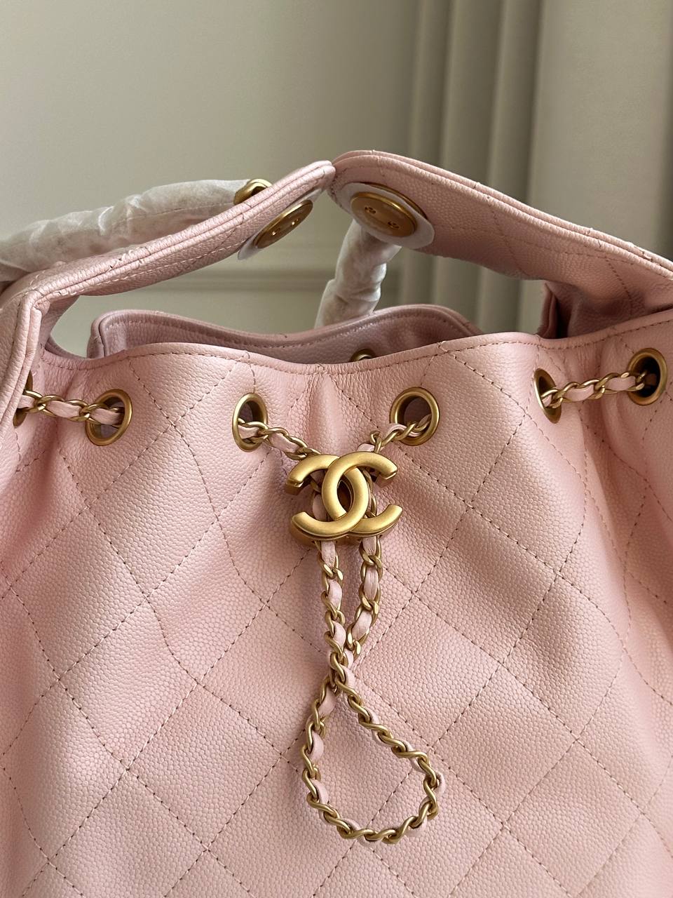 Chanel 25 Quilted Caviar Leather Bucket Tote Bag
