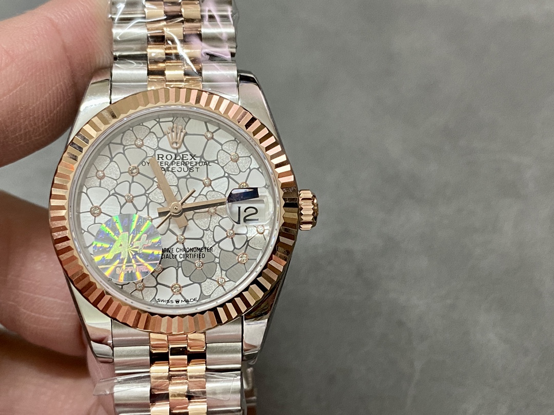Rolex Datejust 31mm Rose Gold 278271 Silver Floral Jubilee Women's Watch