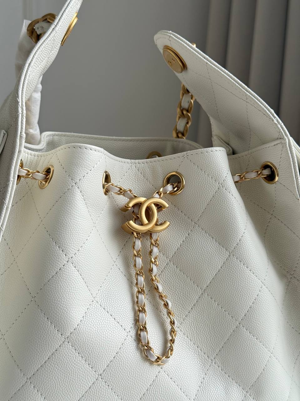 Chanel 25 Caviar Quilted Drawstring Bucket Bag