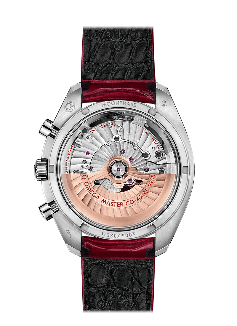 MOONPHASE CO‑AXIAL MASTER CHRONOMETER MOONPHASE CHRONOGRAPH 44.25 MM 304.93.44.52.99.002 FAVOURITES COMPARE Platinum on Leather strap