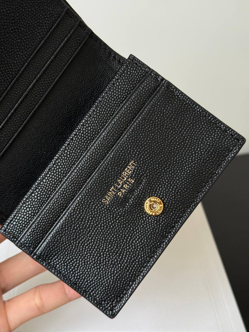 Saint Laurent Cassandre Matelassé Grain de Poudre Leather Card Holder