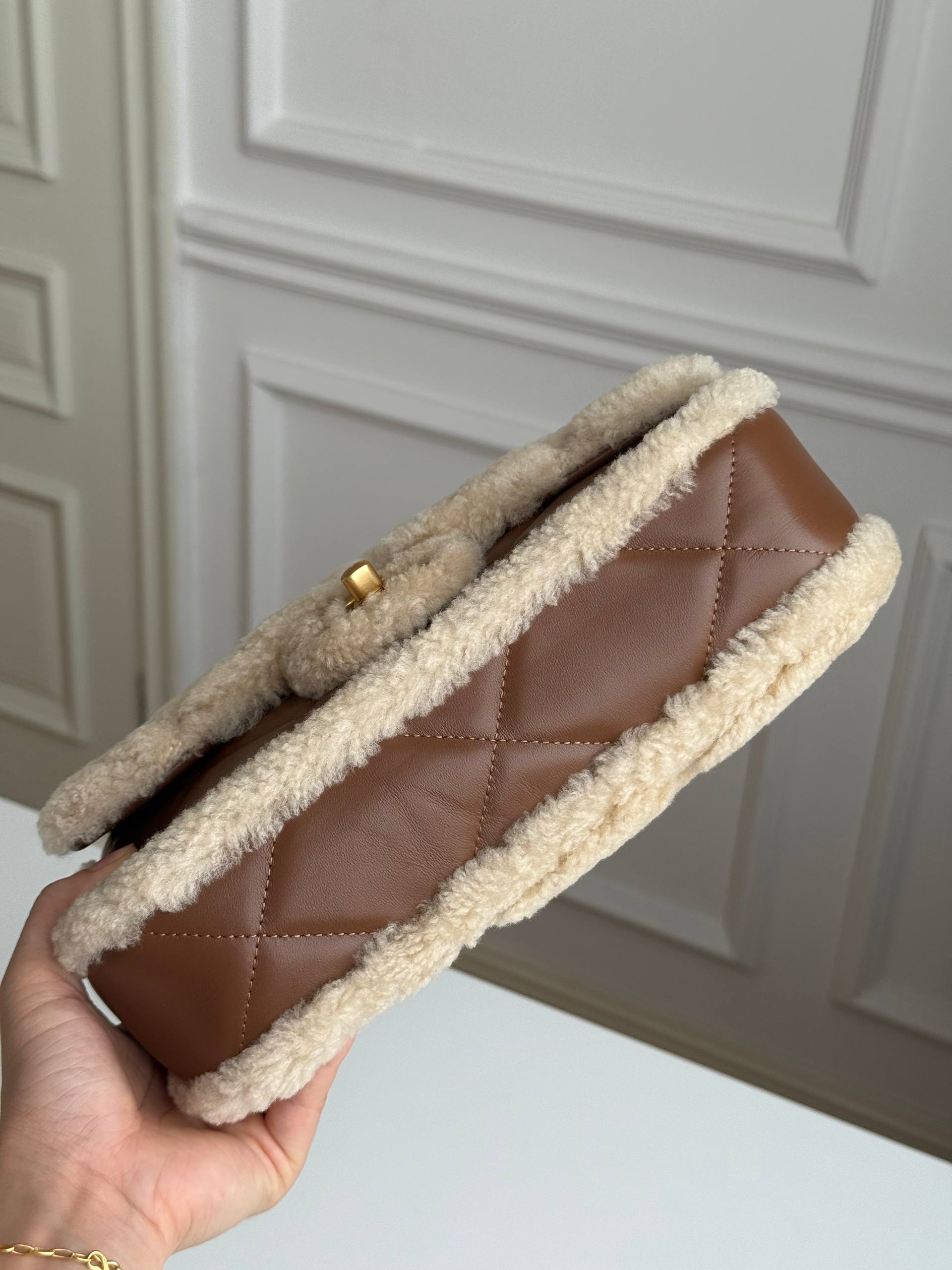 Chanel Classic Flap Shearling & Leather Quilted Crossbody Bag