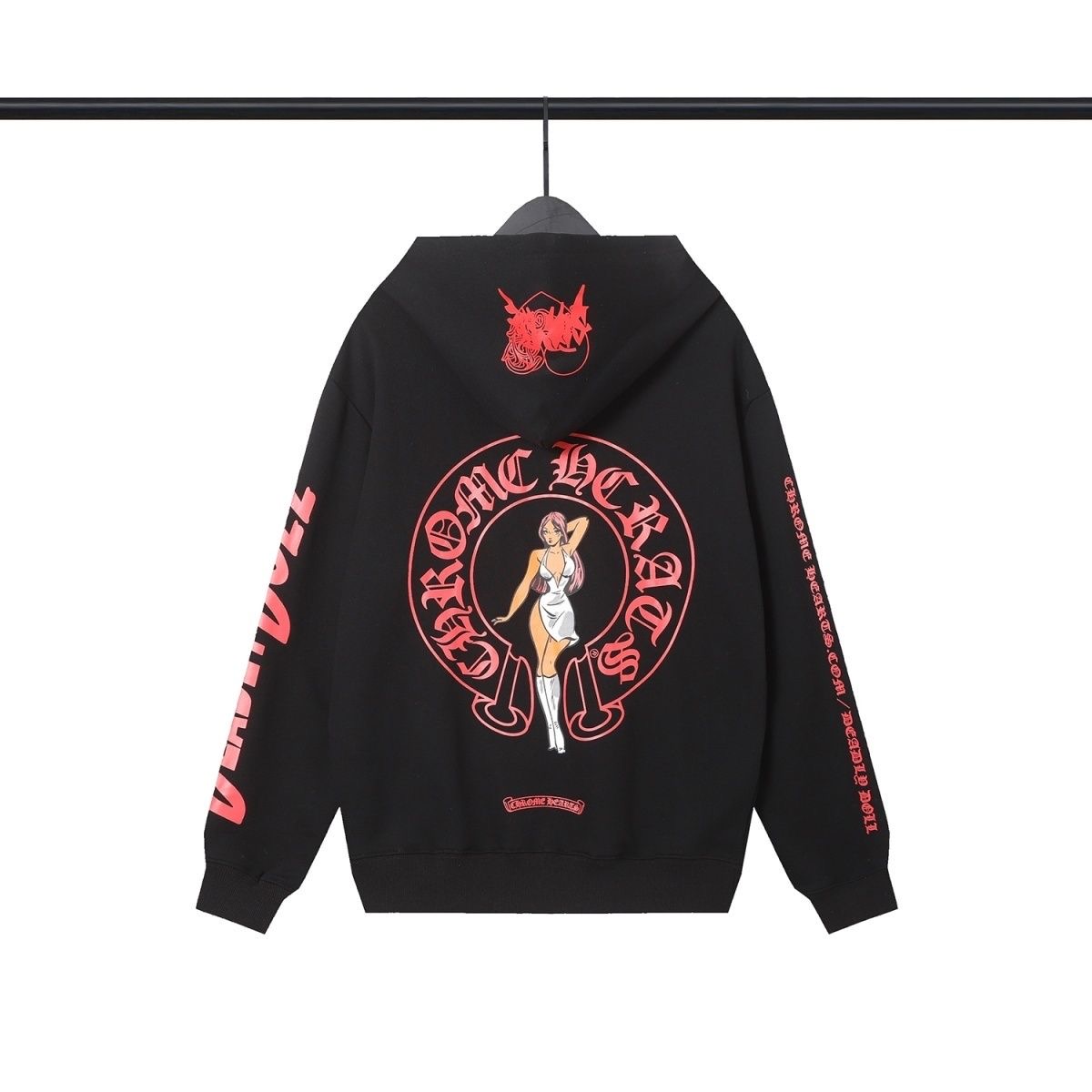 CH back Red Woman Logo Hoodie Black