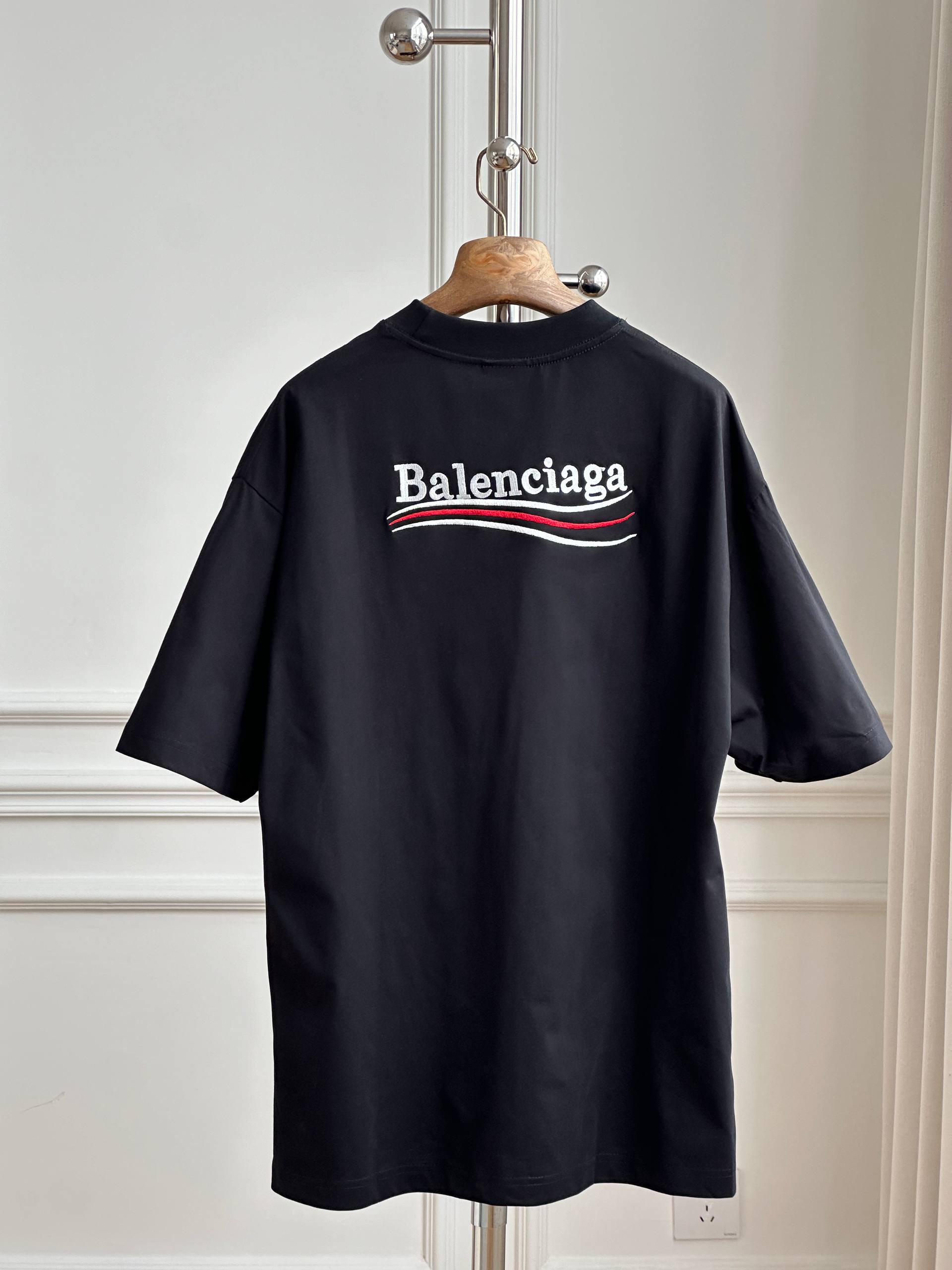 Balenciaga Wave Logo Embroidered Oversized T-Shirt