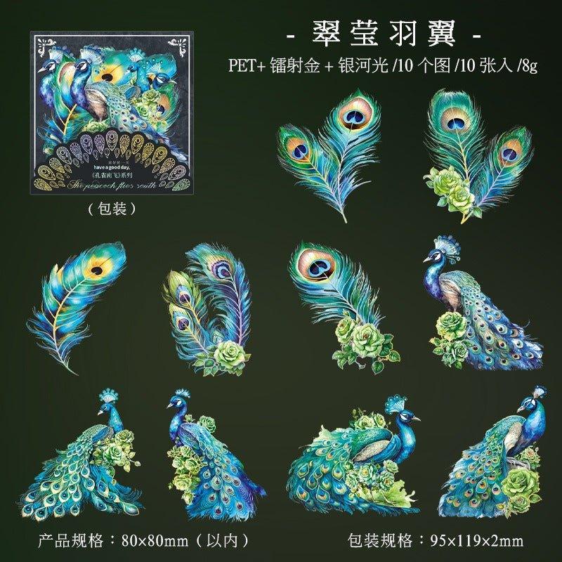 1130 Laser Gold Stickers Peacock Flying South Series
