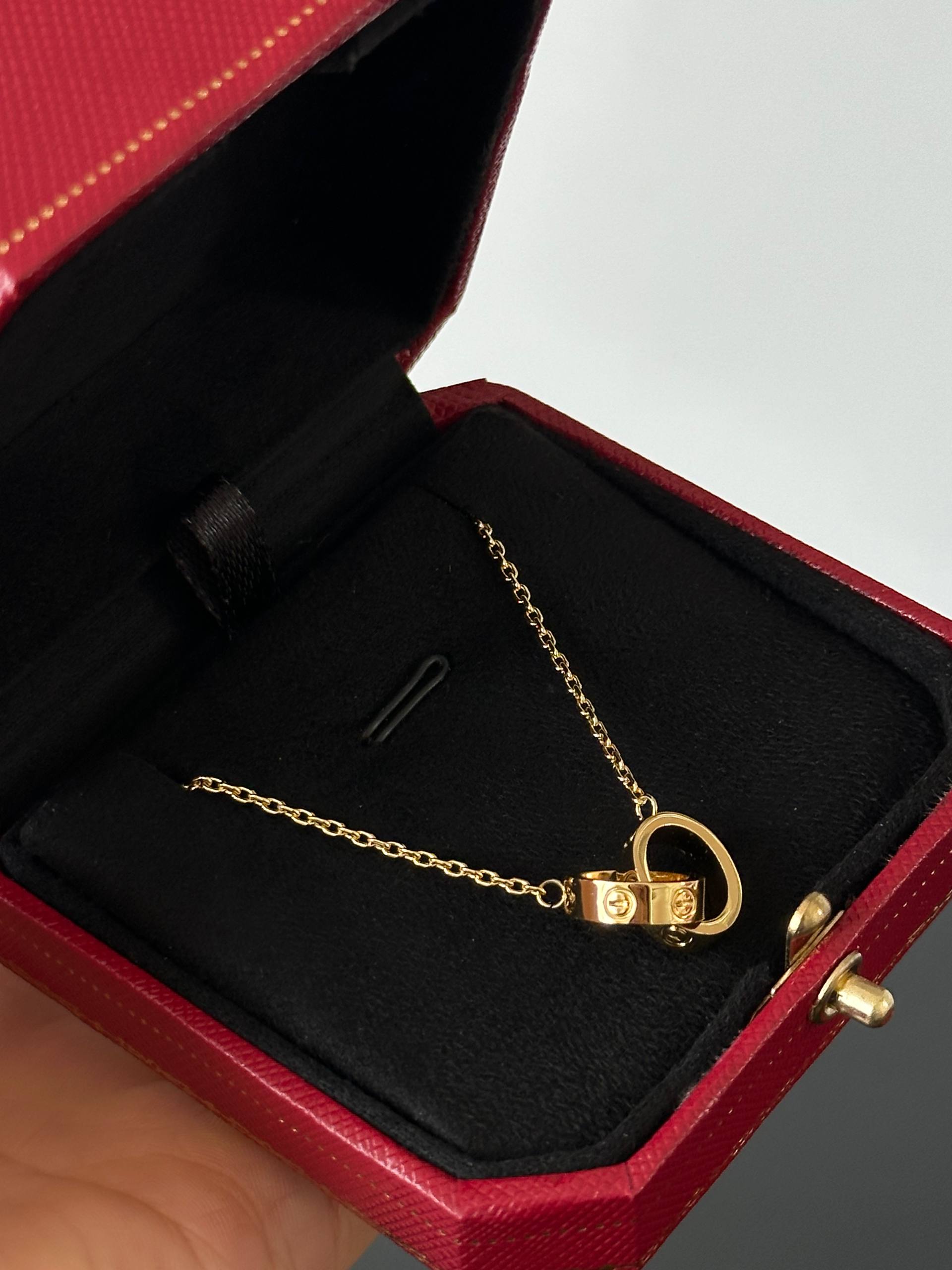 Cartier LOVE Interlocking Two-Ring Yellow Gold Necklace