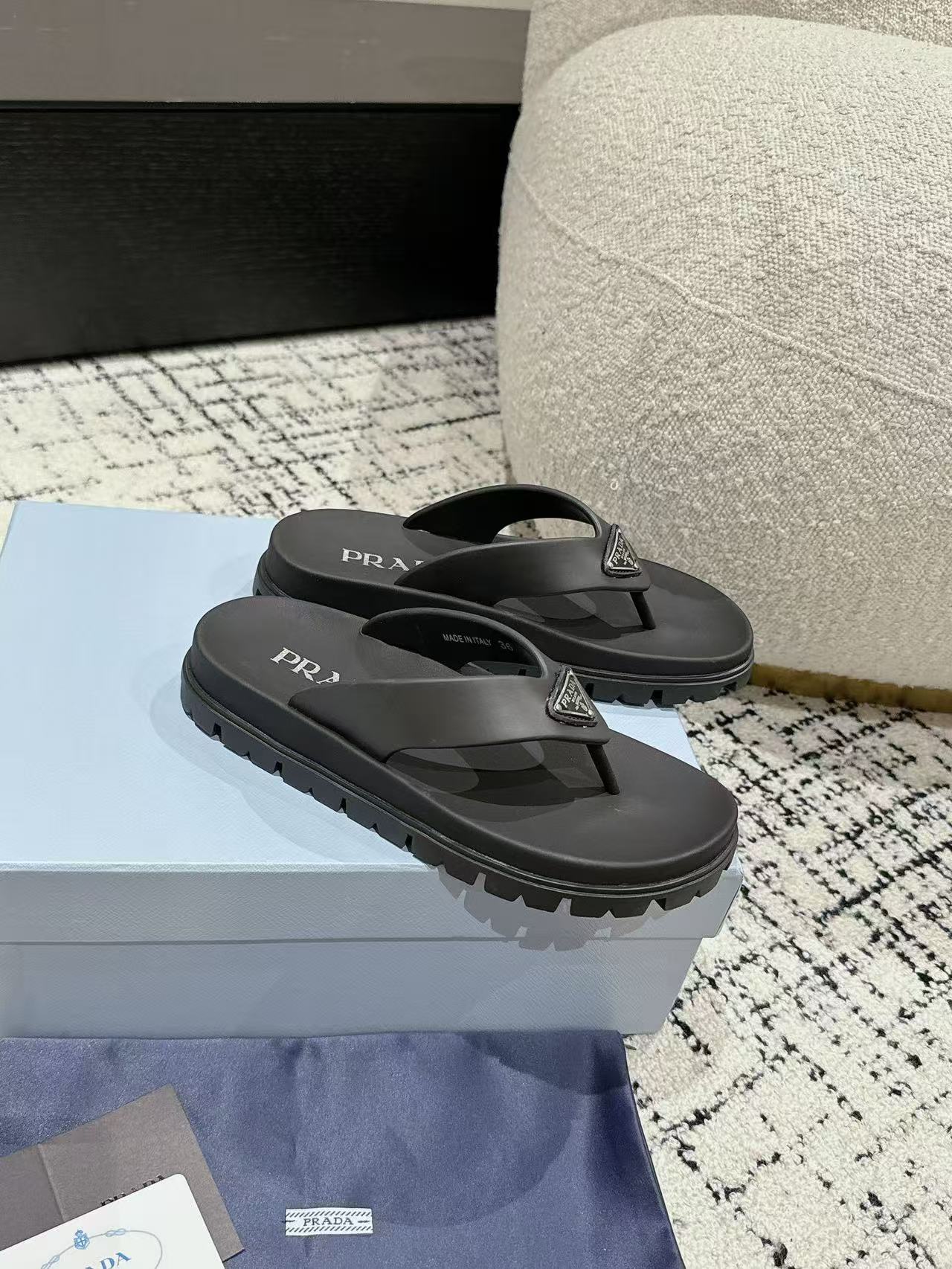 Prada Rubber Thong Sandals