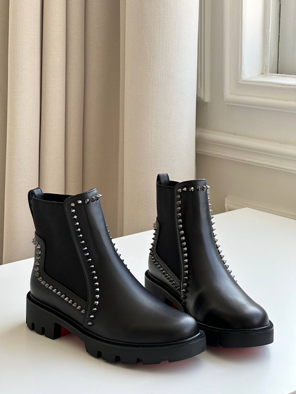 Christian Louboutin Out Line Spike Lug Sole Chelsea Boots