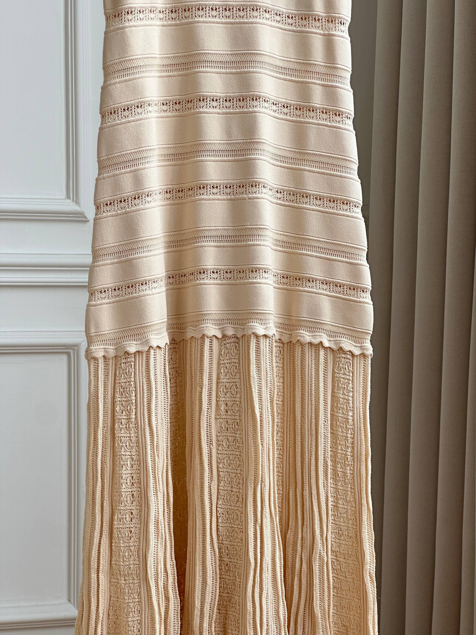 Cutout Striped Knit Spaghetti Strap Mermaid Maxi Dress