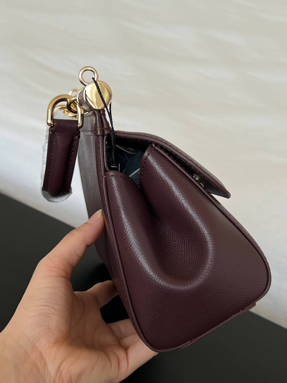 Miu Miu Burgundy Madras Leather Top Handle Flap Handbag