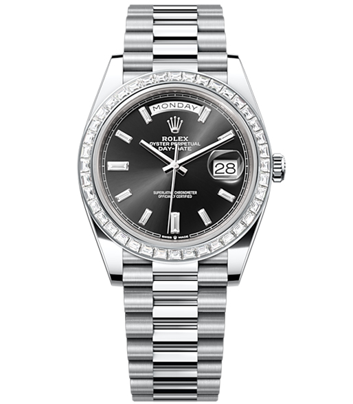 Rolex Day-Date 40 Presidential Black dial, Diamond Bezel, President bracelet, Watch 228396tbr-0012【1:1 Replica】
