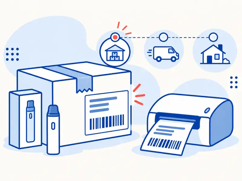 Illustrated label-created tracking status
