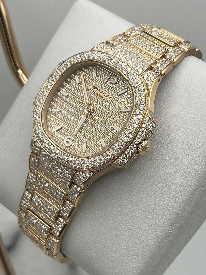 Patek Philippe Nautilus Rose Gold Iced Out Diamond Set 7118/1450R-001【1:1 Replica】