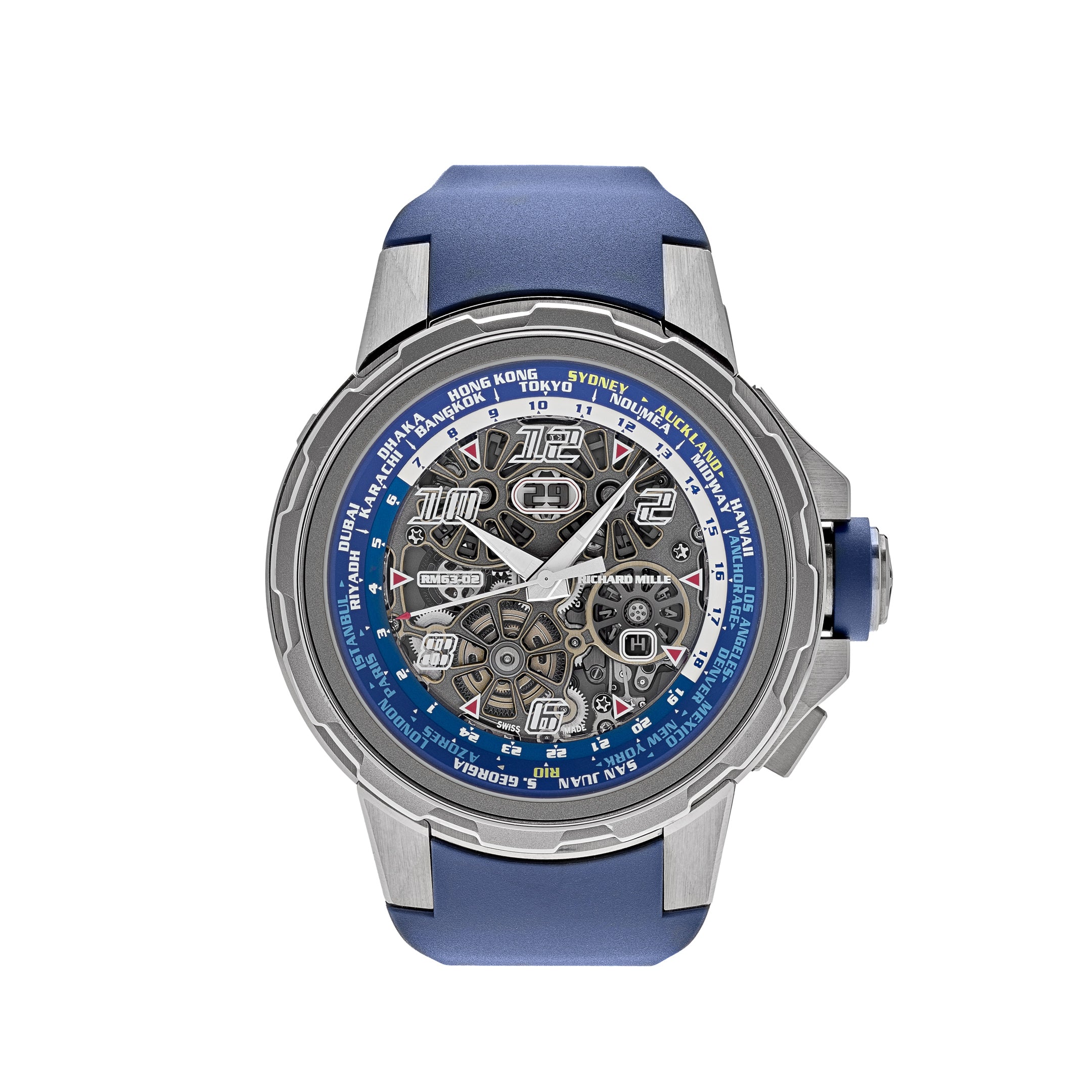 Richard Mille Automatic Winding Worldtimer Titanium RM 63-02【1:1 Replica】