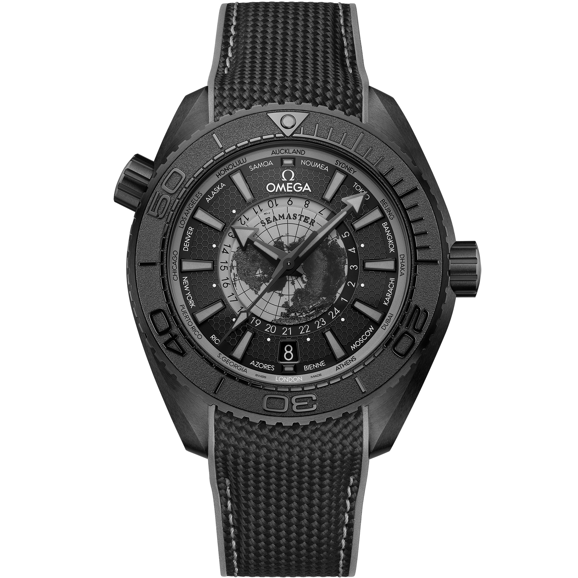 Seamaster Planet Ocean 600M-45.5 mm, black ceramic on rubber strap