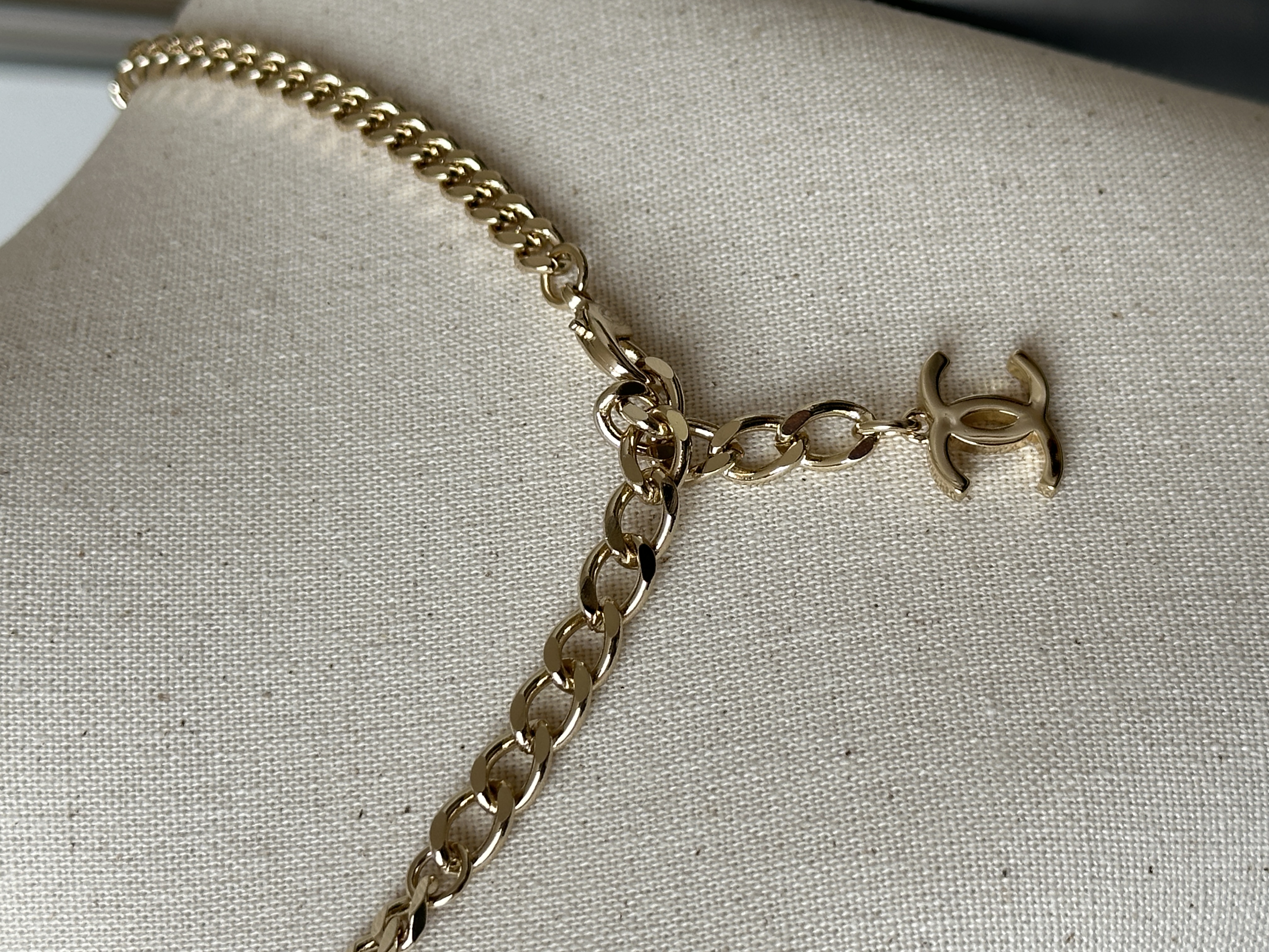 Chanel Two-Tone Gold & Silver Cuban Chain Interlocking CC Link Choker Necklace