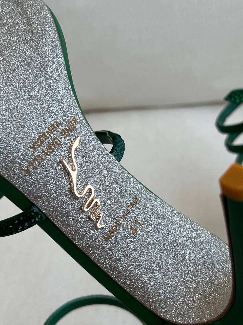 Rene Caovilla Emerald Crystal Coiled Ankle-wrap Stiletto Sandals