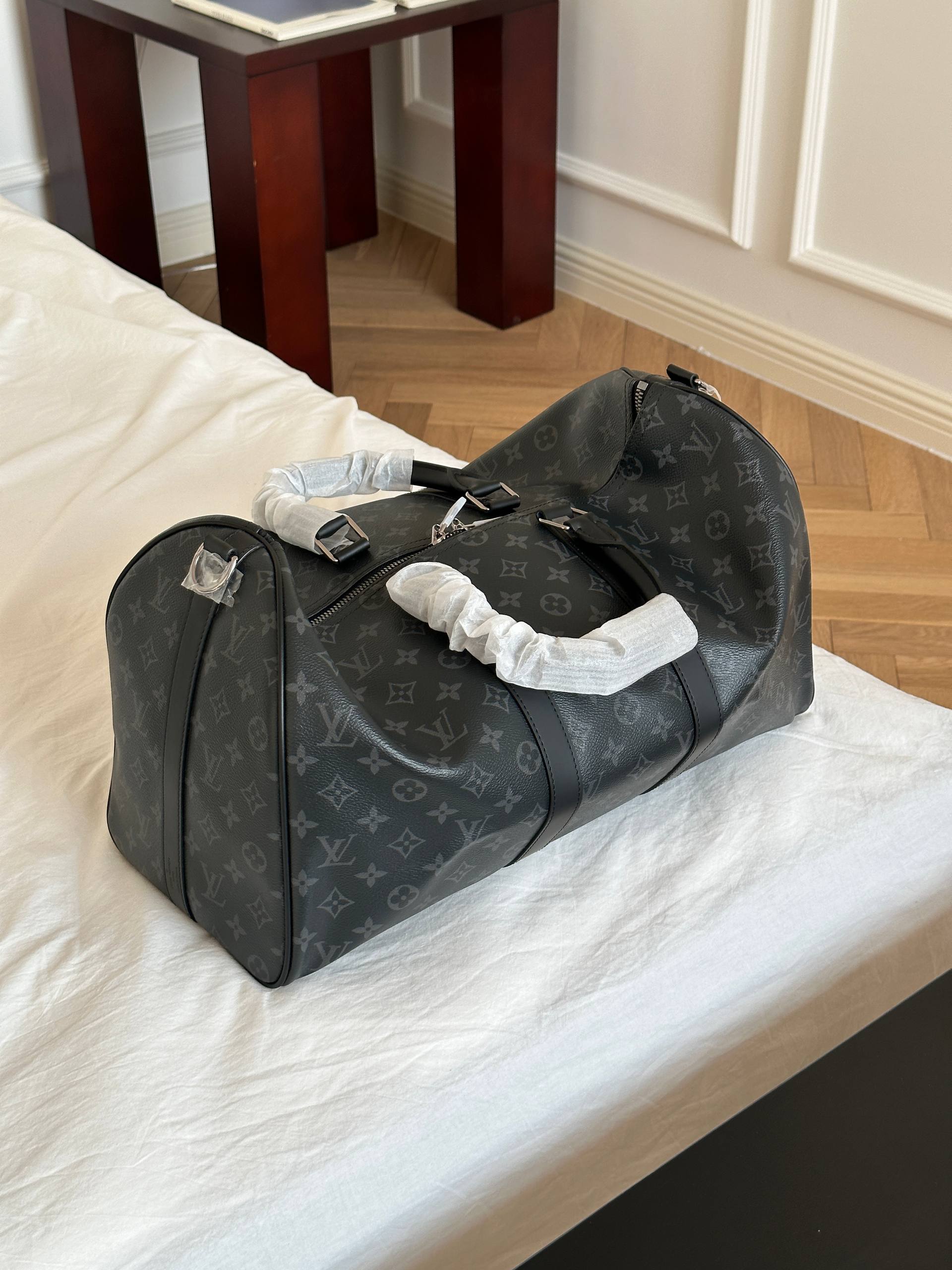 Louis Vuitton Monogram Eclipse Keepall Duffle Travel Bag